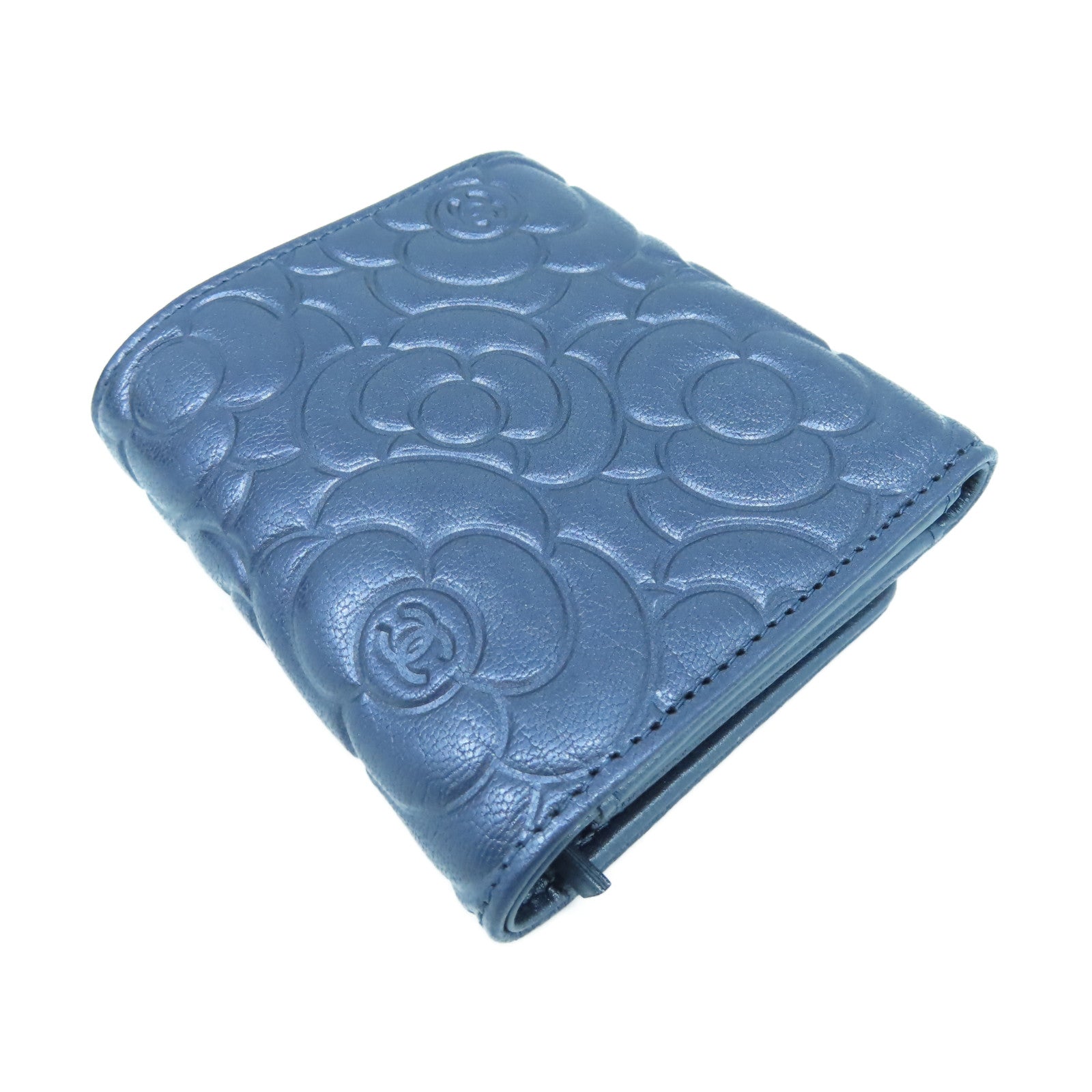 CHANEL 牛皮皮革Wallet銀扣錢包紫色