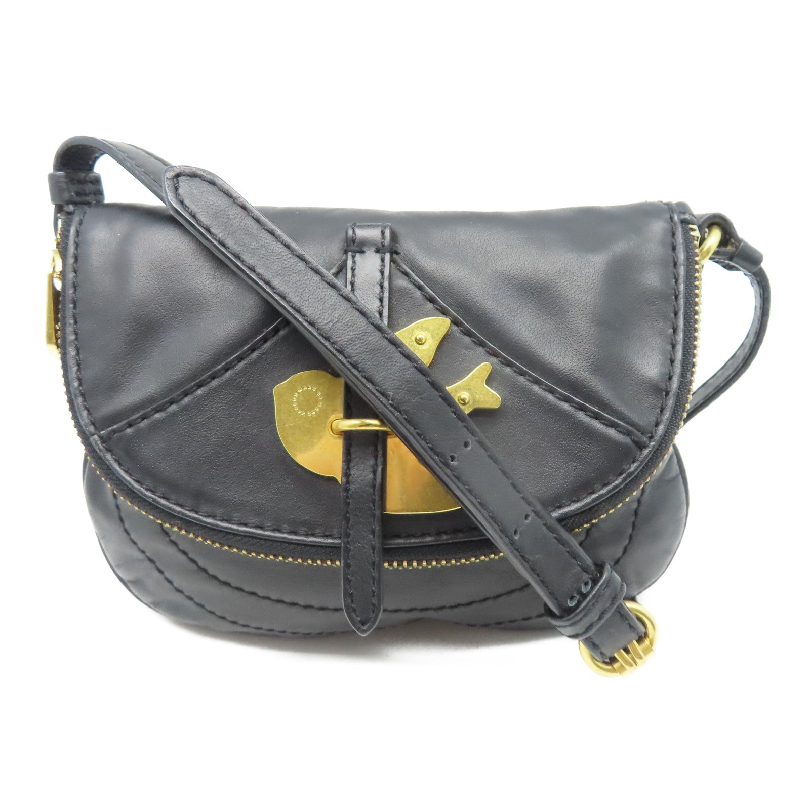 MARC BY MARC JACOBS 牛皮皮革Shoulder Bag金扣肩背袋黑色