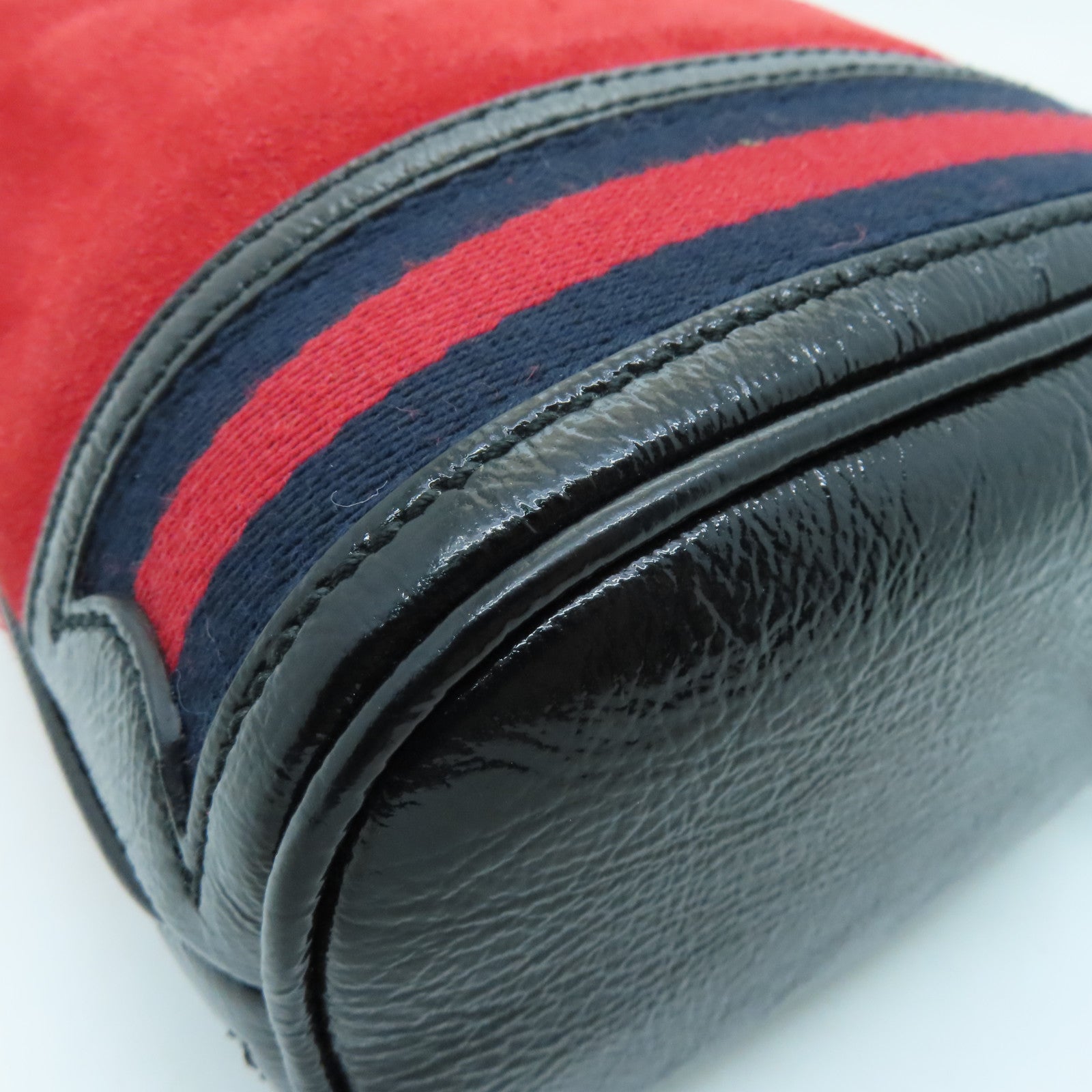 GUCCI suede leather / cowhide leather Ophidia Crossbody gold buckle shoulder bag red / black