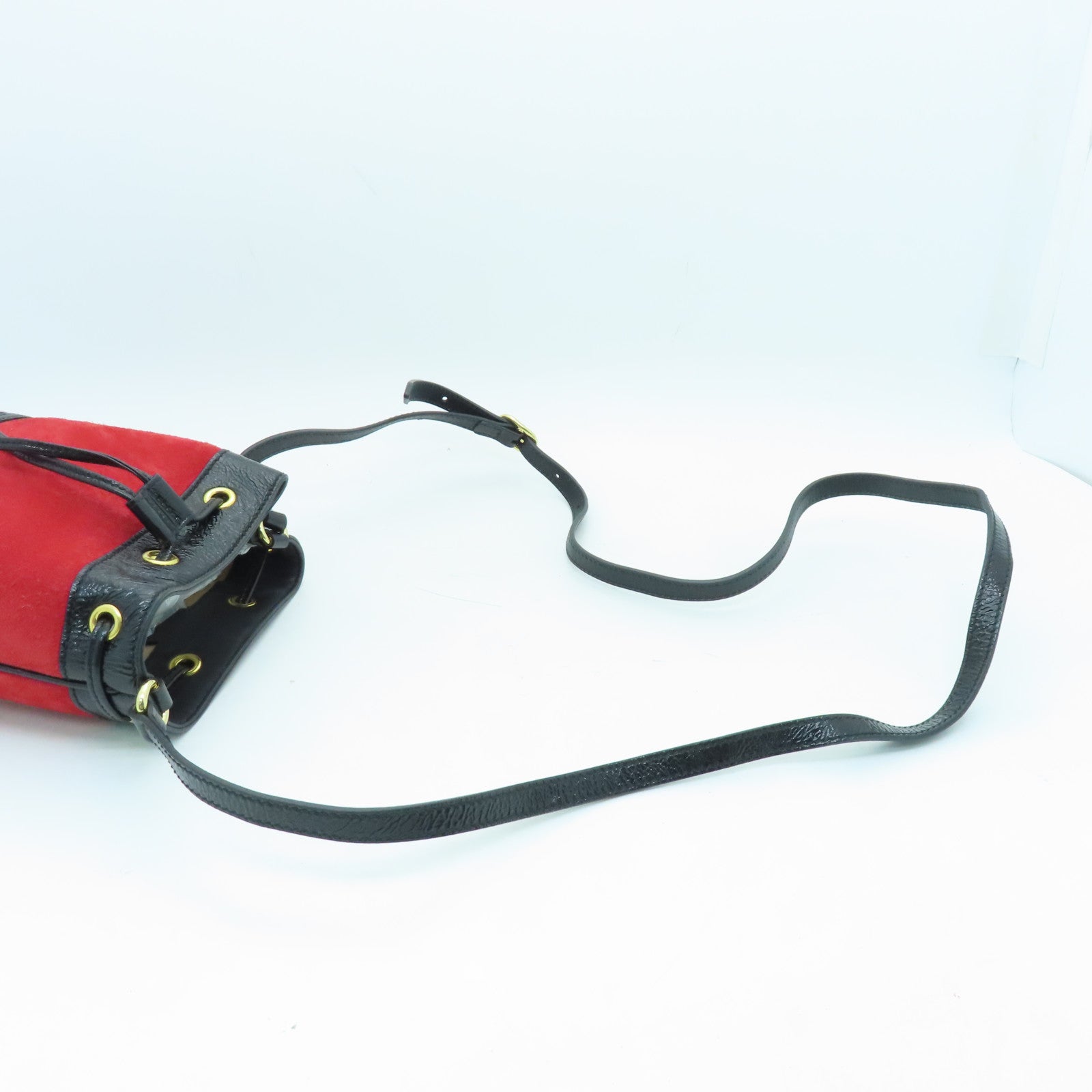 GUCCI suede leather / cowhide leather Ophidia Crossbody gold buckle shoulder bag red / black