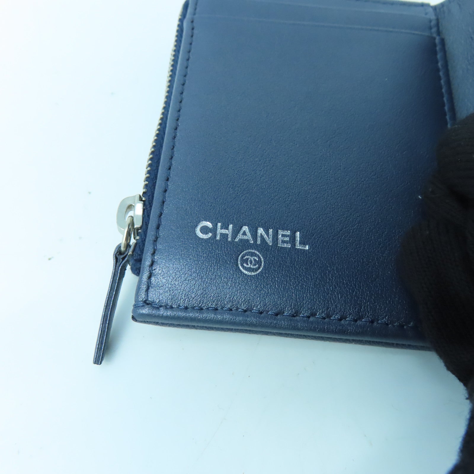 CHANEL 牛皮皮革Wallet銀扣錢包紫色