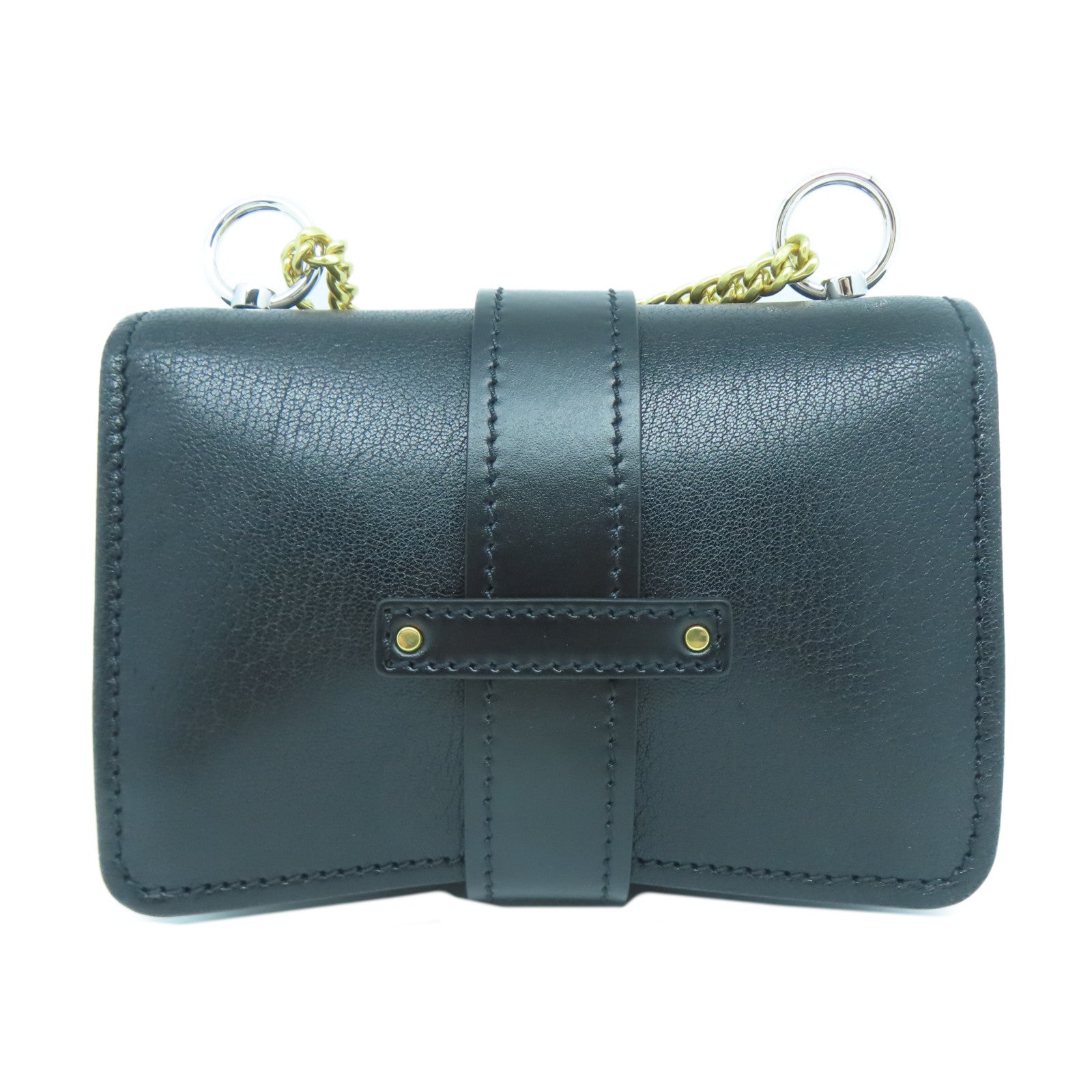 Chloe 牛皮皮革ABY Chain Shoulder Bag金扣鏈帶肩背袋黑色