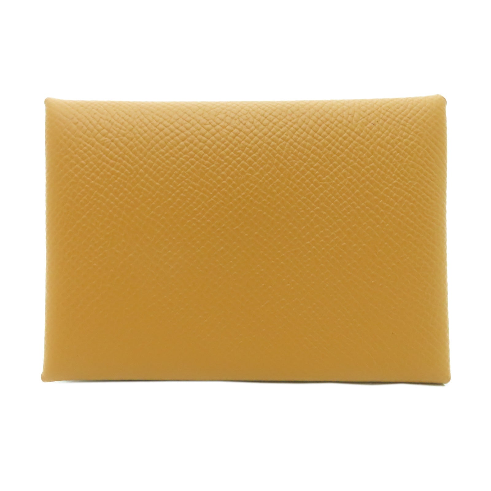 HERMES Epsom皮革Calvi Duo銀扣卡片套經典駝色