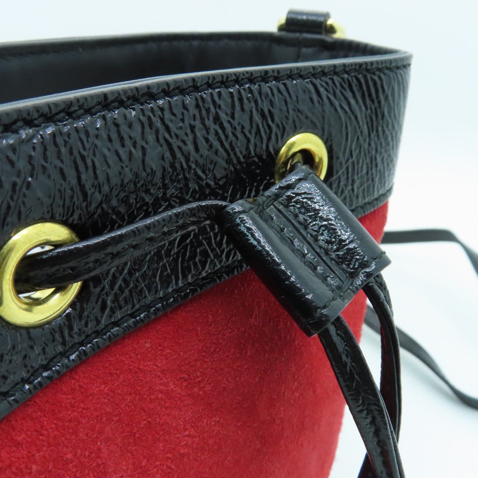 GUCCI suede leather / cowhide leather Ophidia Crossbody gold buckle shoulder bag red / black