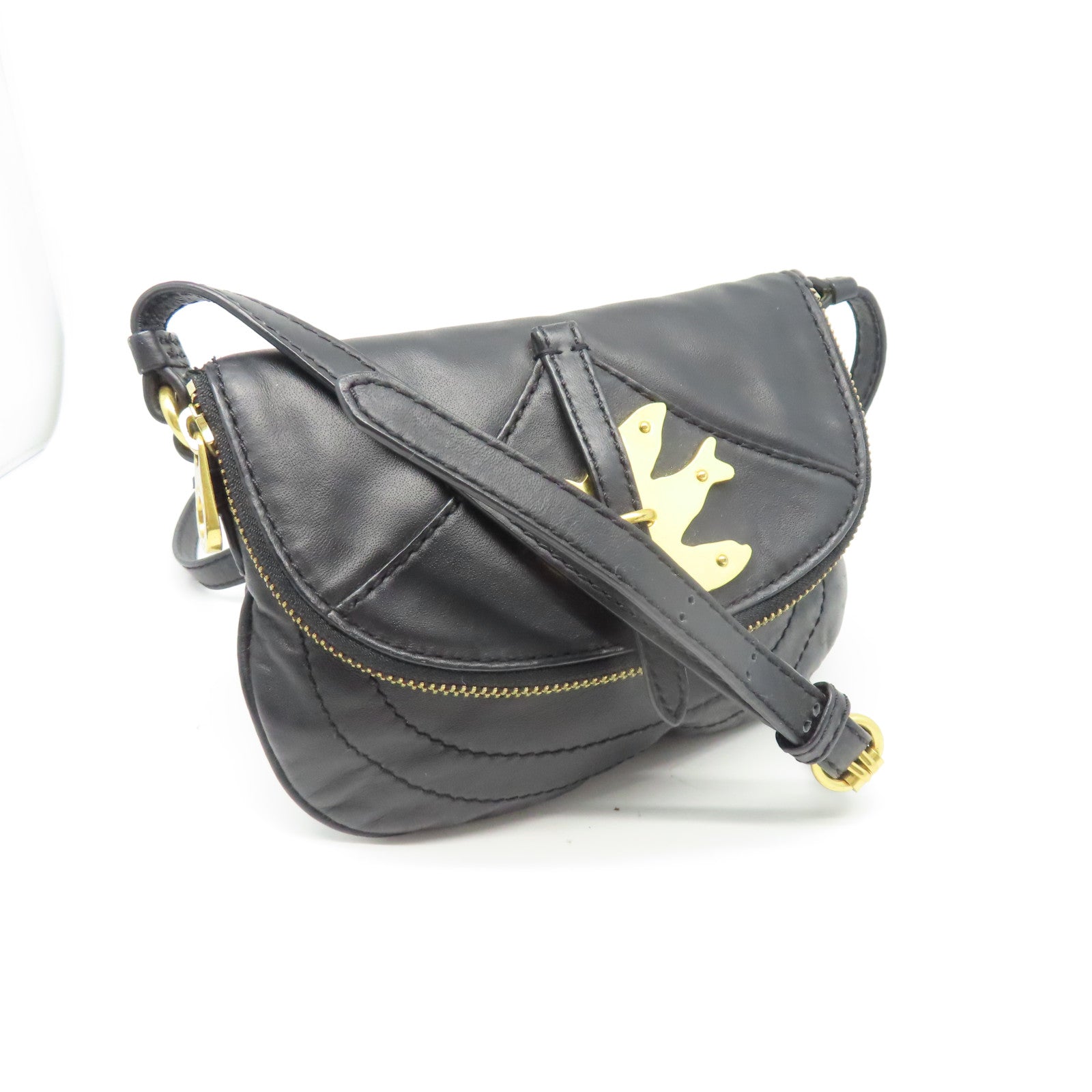 MARC BY MARC JACOBS 牛皮皮革Shoulder Bag金扣肩背袋黑色