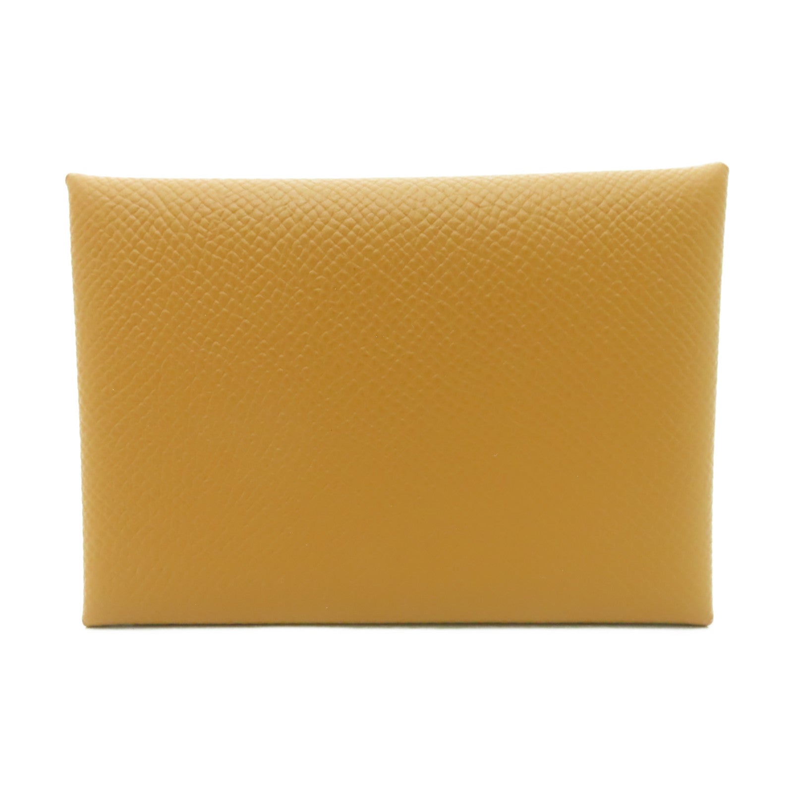 HERMES Epsom皮革Calvi Duo銀扣卡片套經典駝色