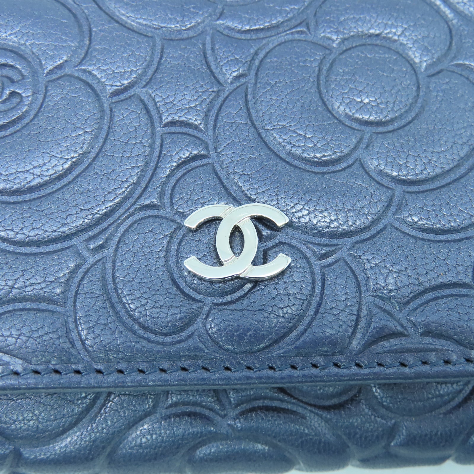 CHANEL 牛皮皮革Wallet銀扣錢包紫色
