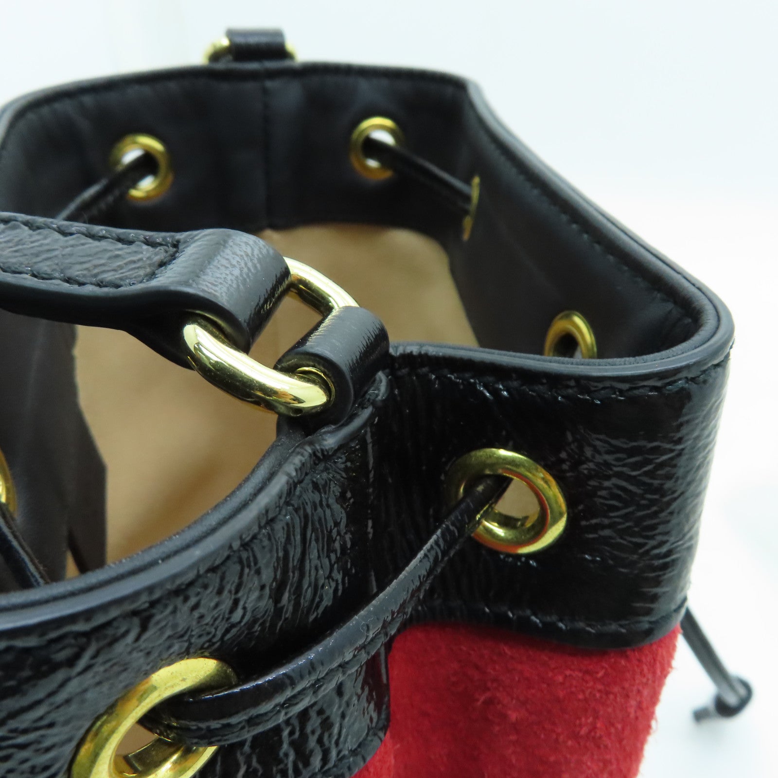 GUCCI suede leather / cowhide leather Ophidia Crossbody gold buckle shoulder bag red / black