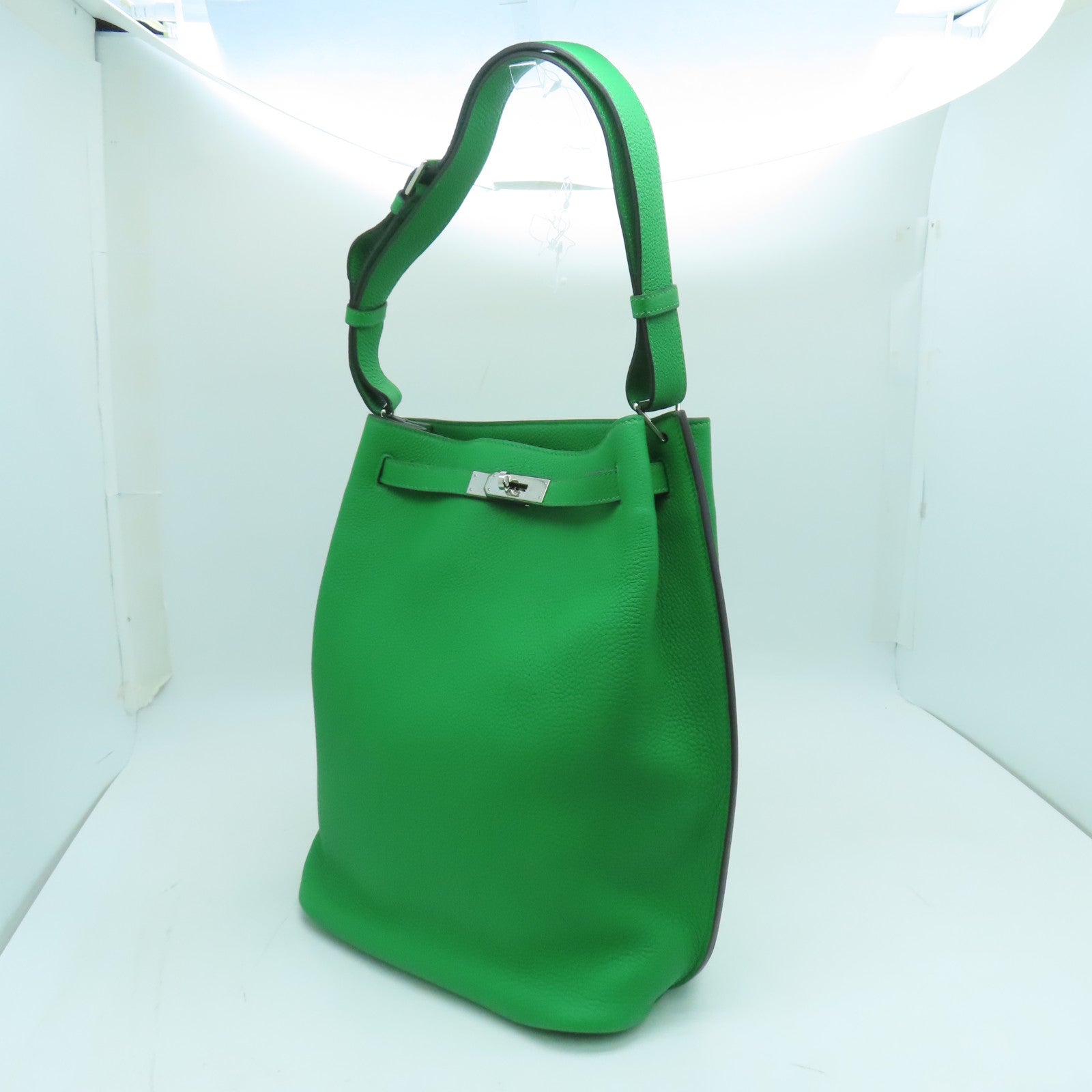 HERMES Togo皮革So Kelly 26肩背袋银扣绿色