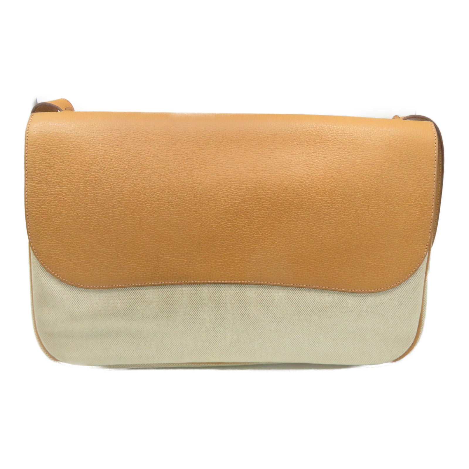 HERMES [Sharp Discount] Canvas/Cowhide Leather Colorado GM Silver Buckle Shoulder Bag Beige