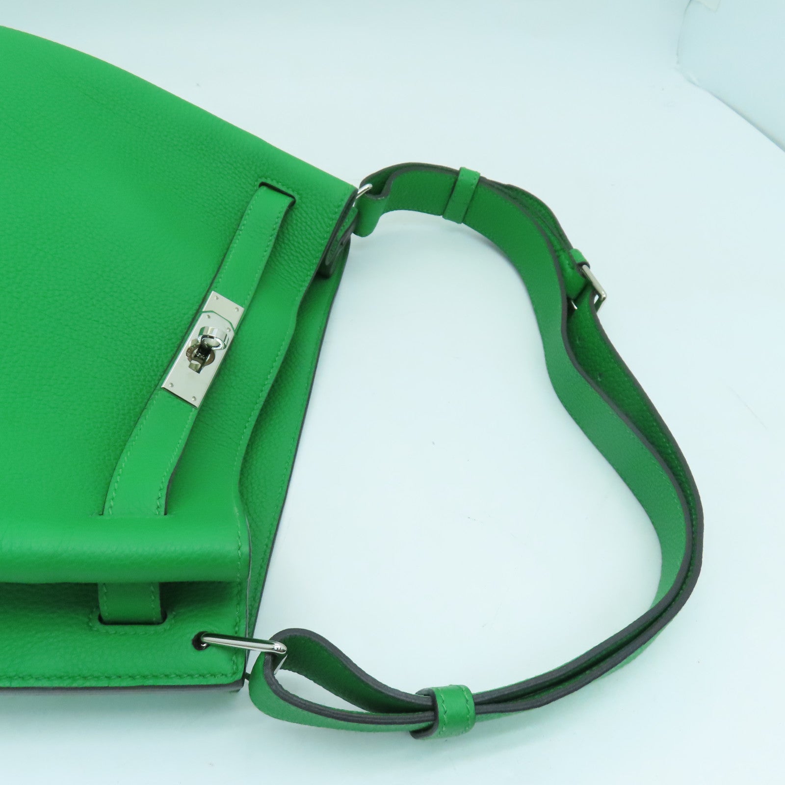 HERMES Togo皮革So Kelly 26肩背袋银扣绿色