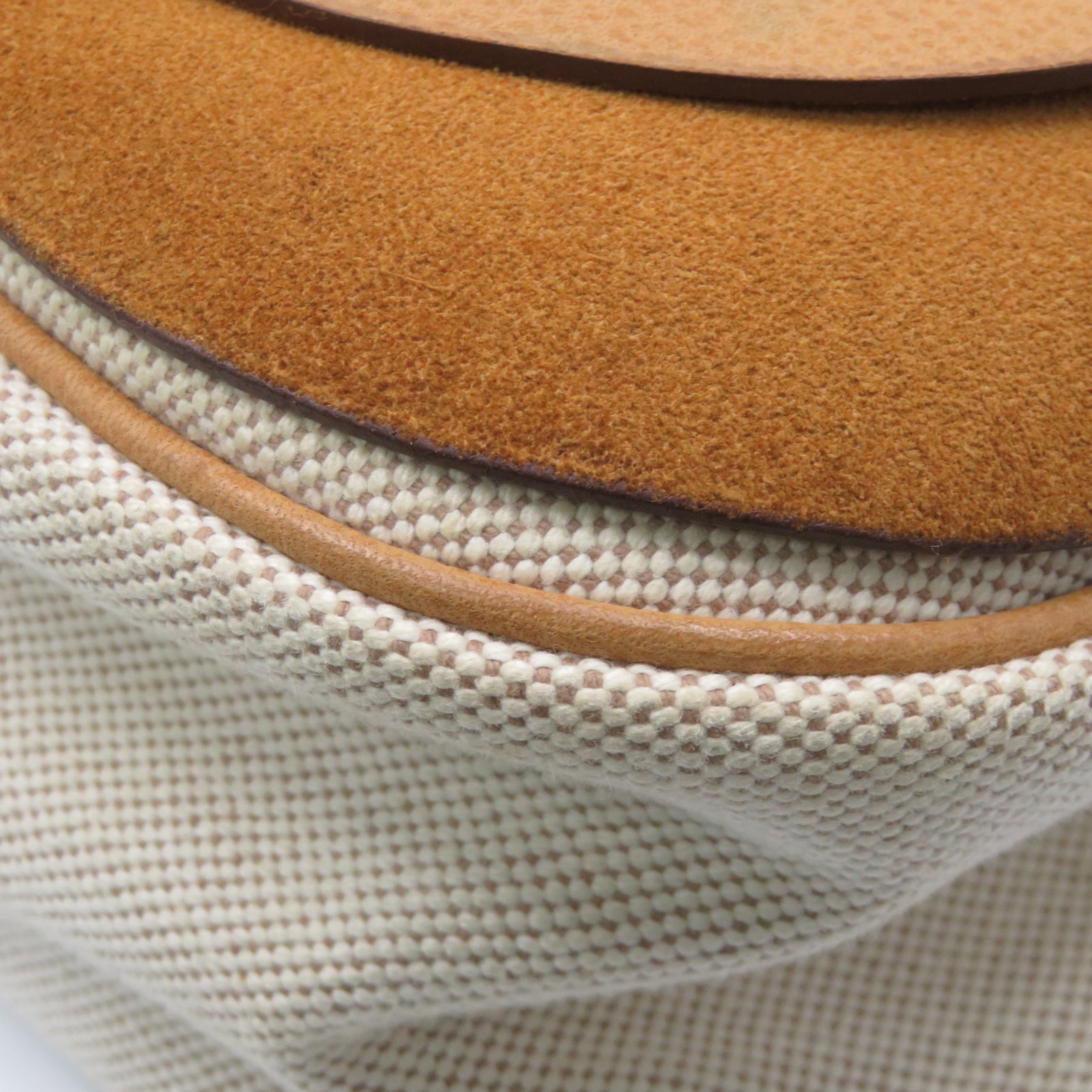 HERMES [Sharp Discount] Canvas/Cowhide Leather Colorado GM Silver Buckle Shoulder Bag Beige