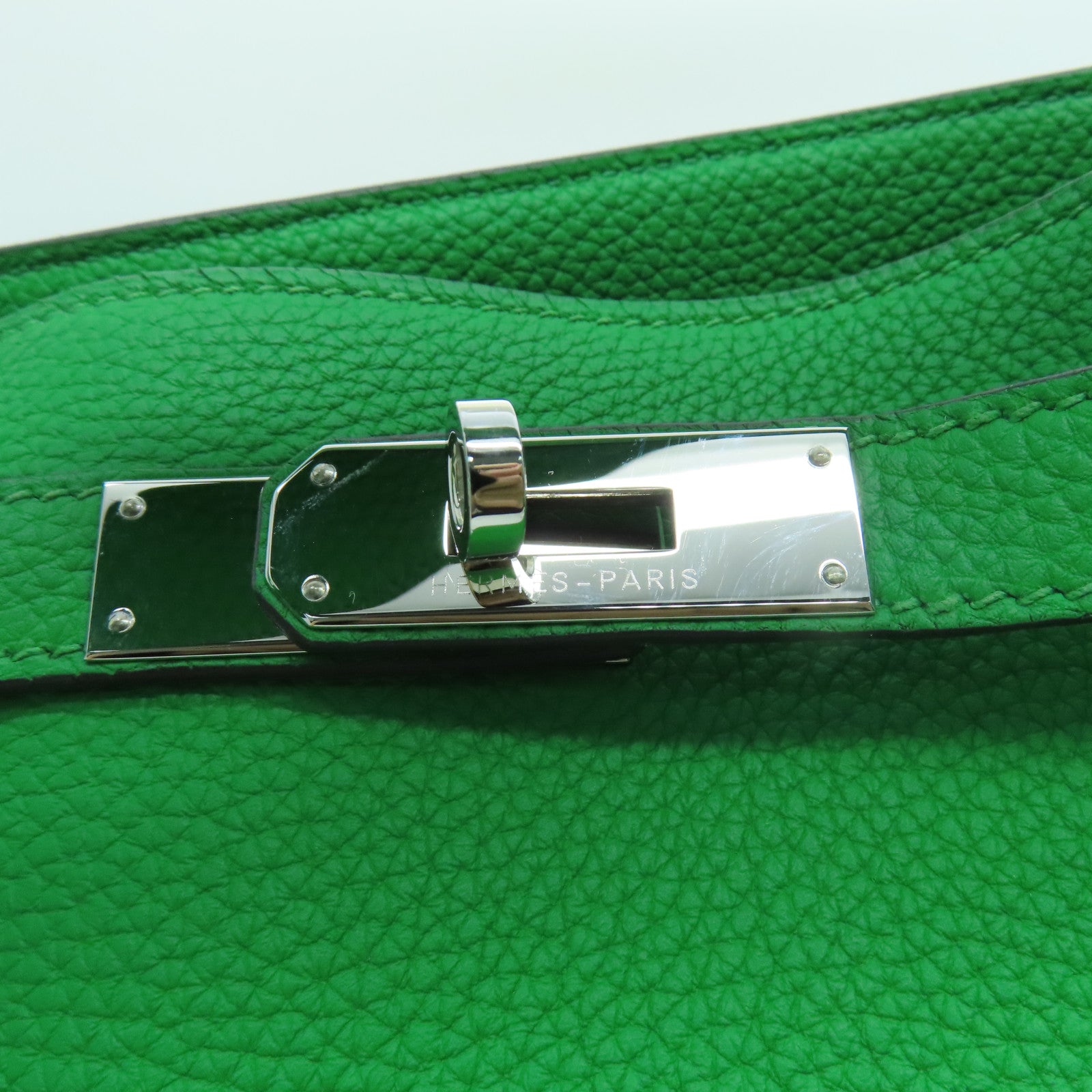 HERMES Togo皮革So Kelly 26肩背袋银扣绿色