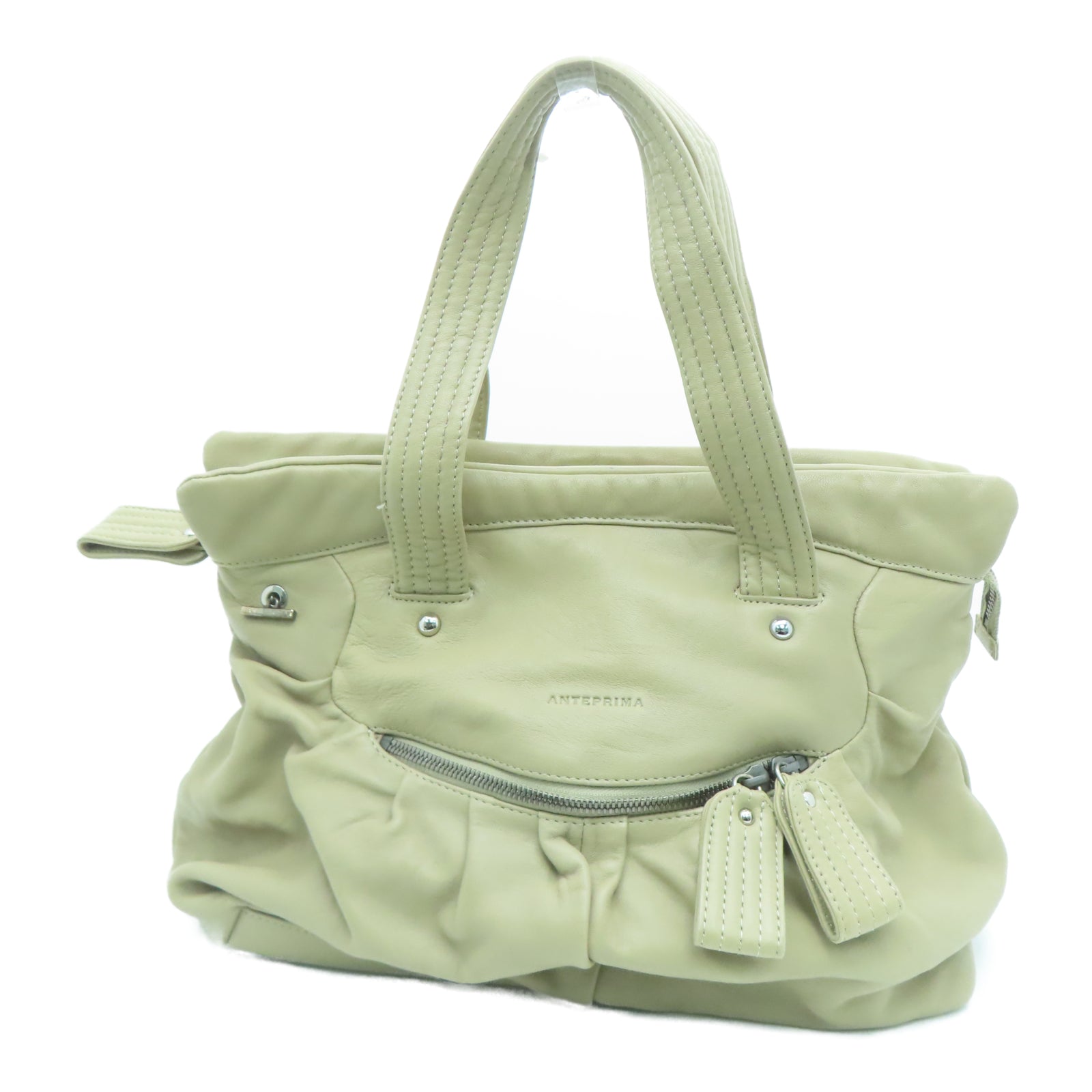 ANTEPRIMA 羊皮皮革Shoulder Bag银扣肩背袋米色