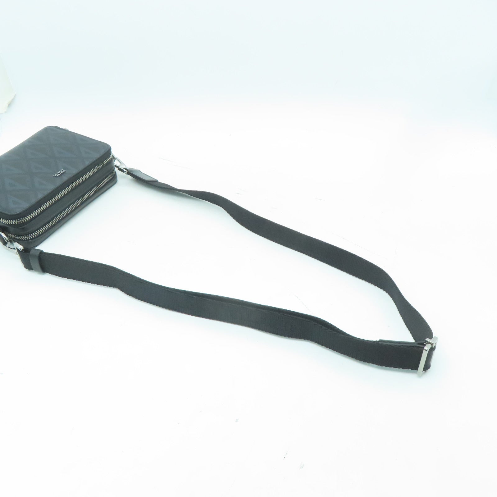 Dior 塗層帆布Pouch Shoulder銀扣肩背袋黑色
