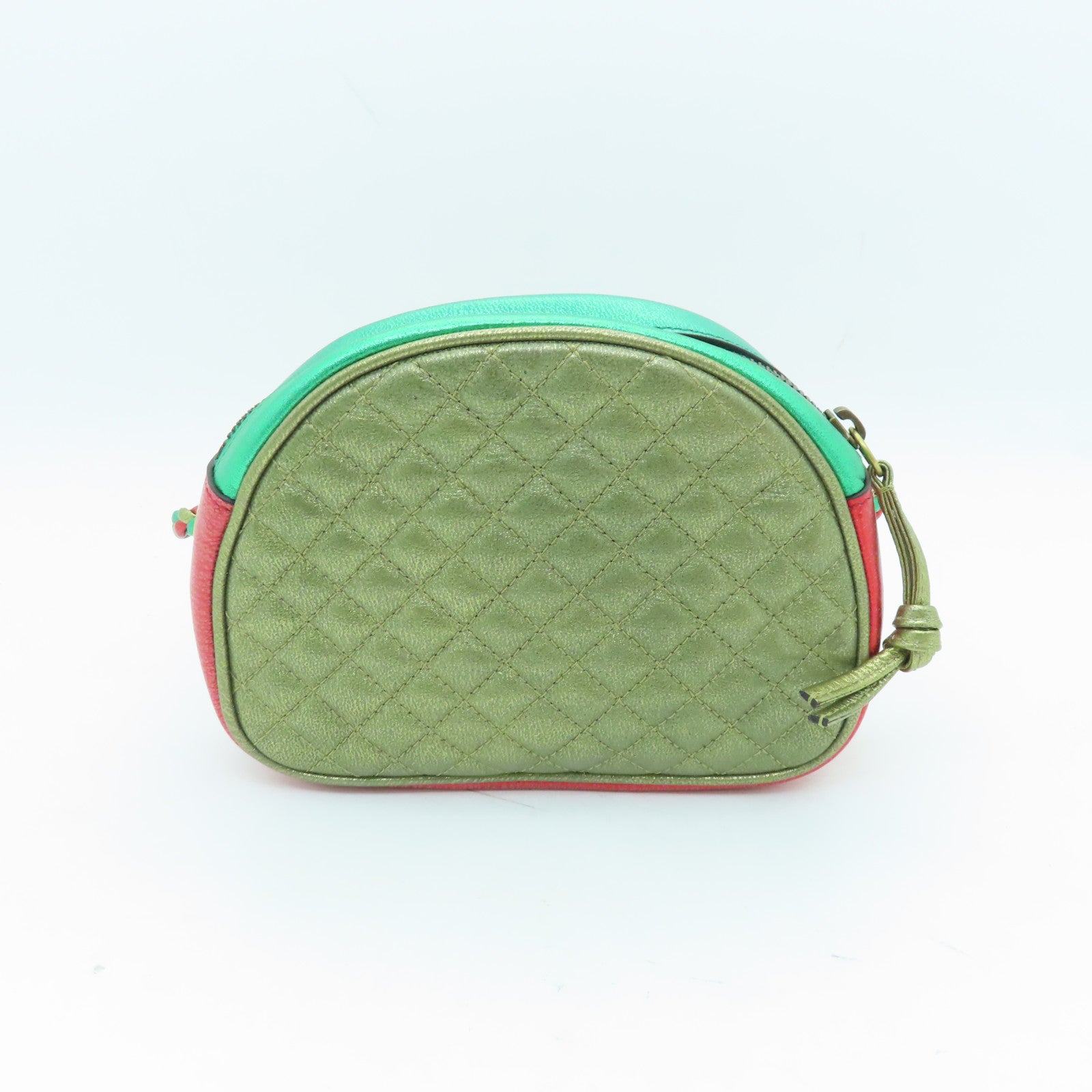 GUCCI Leather Zumi Horsebit Shoulder Bag Red/Green