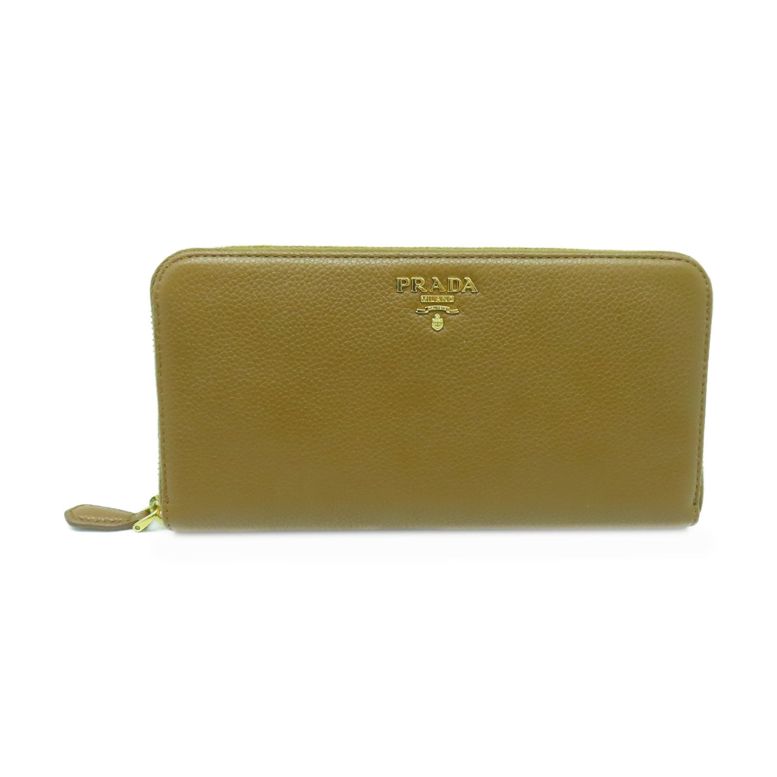PRADA 牛皮皮革Long Wallet金扣長錢包啡色