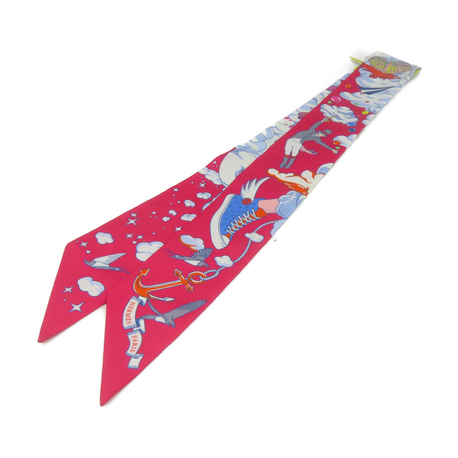 HERMES Silk Twilly Scarf Wine Red/Color