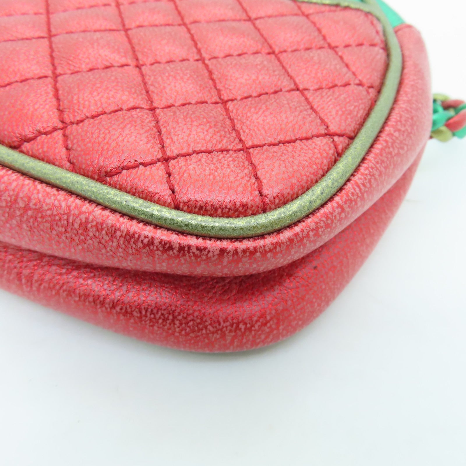 GUCCI Leather Zumi Horsebit Shoulder Bag Red/Green