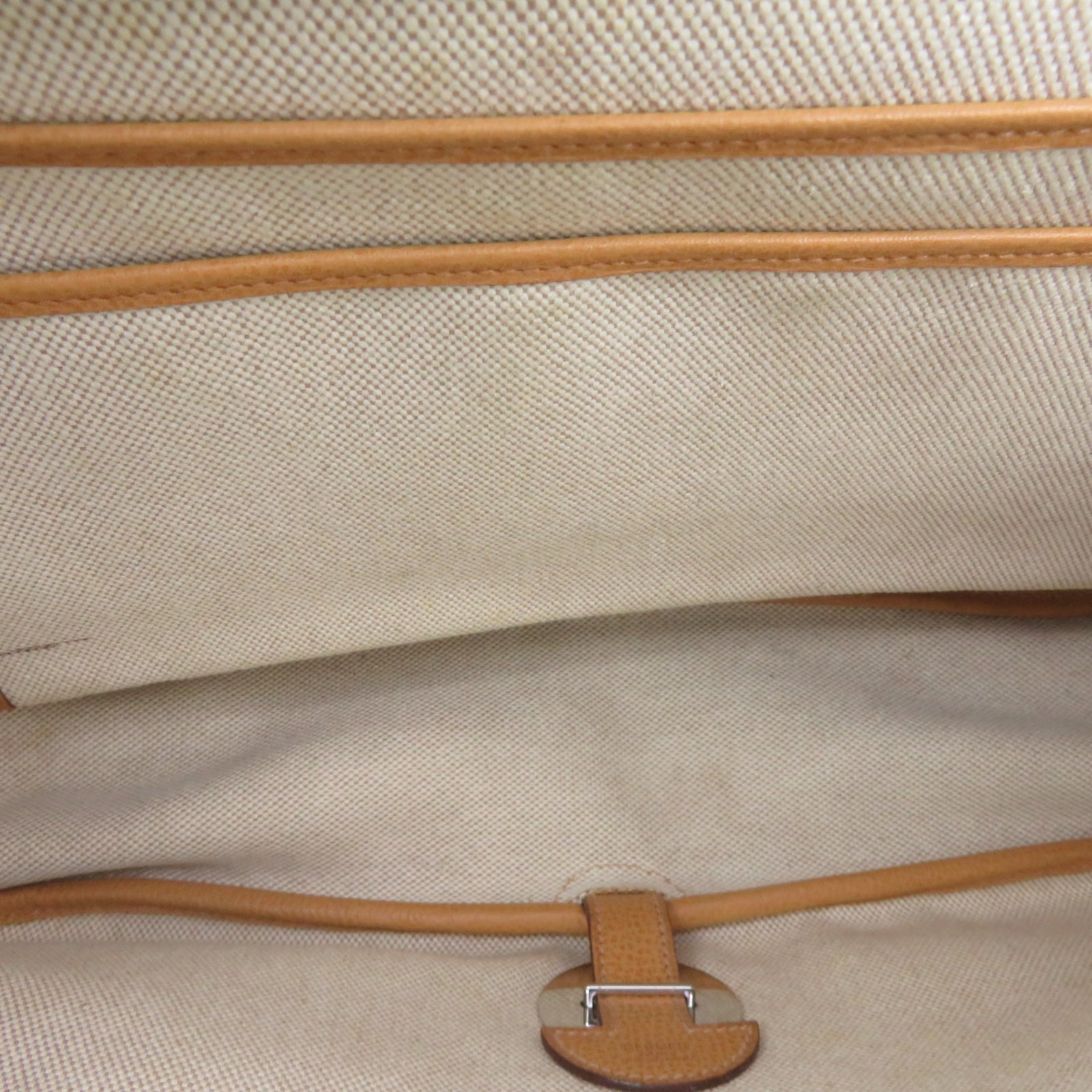 HERMES [Sharp Discount] Canvas/Cowhide Leather Colorado GM Silver Buckle Shoulder Bag Beige