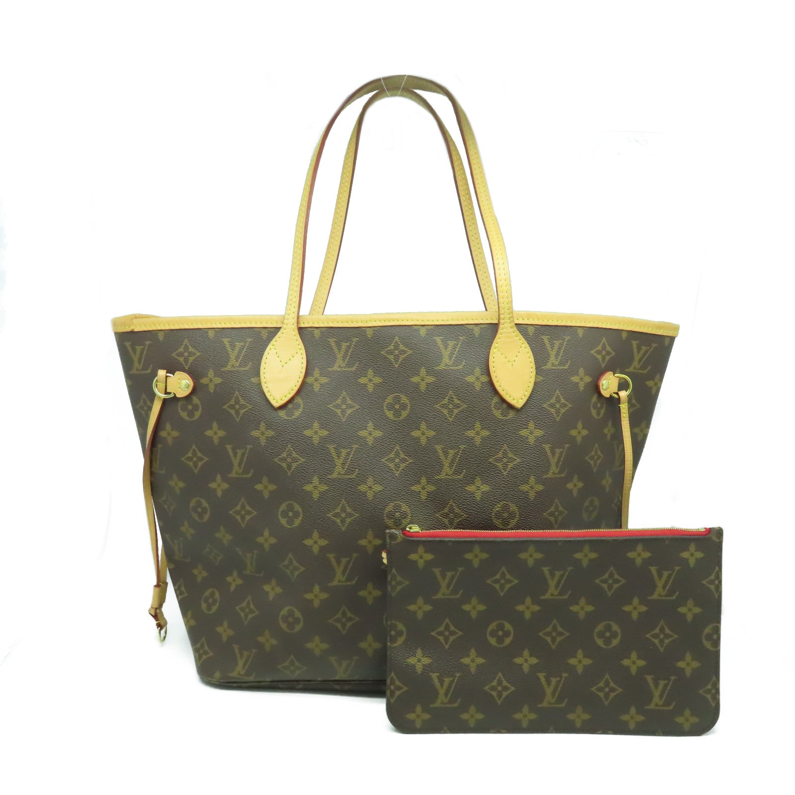LOUIS VUITTON Monogram Neverfull MM金扣肩背袋啡色