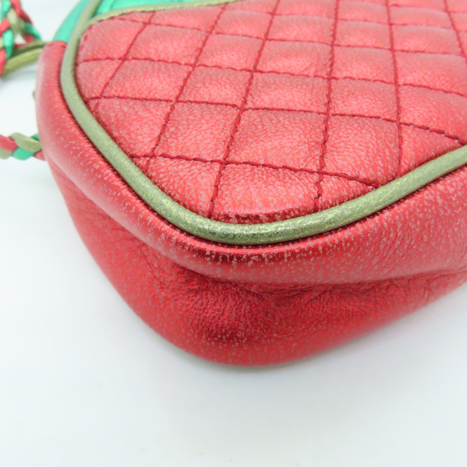 GUCCI Leather Zumi Horsebit Shoulder Bag Red/Green