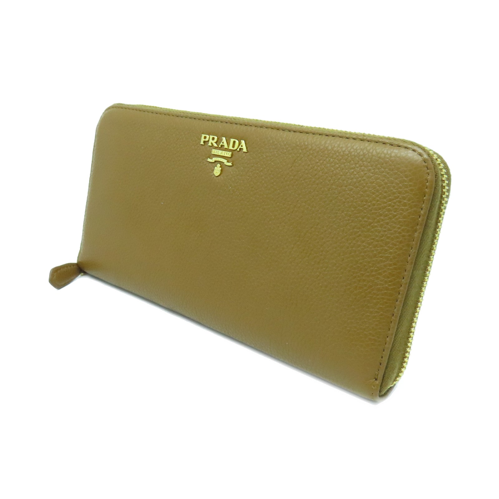 PRADA 牛皮皮革Long Wallet金扣長錢包啡色