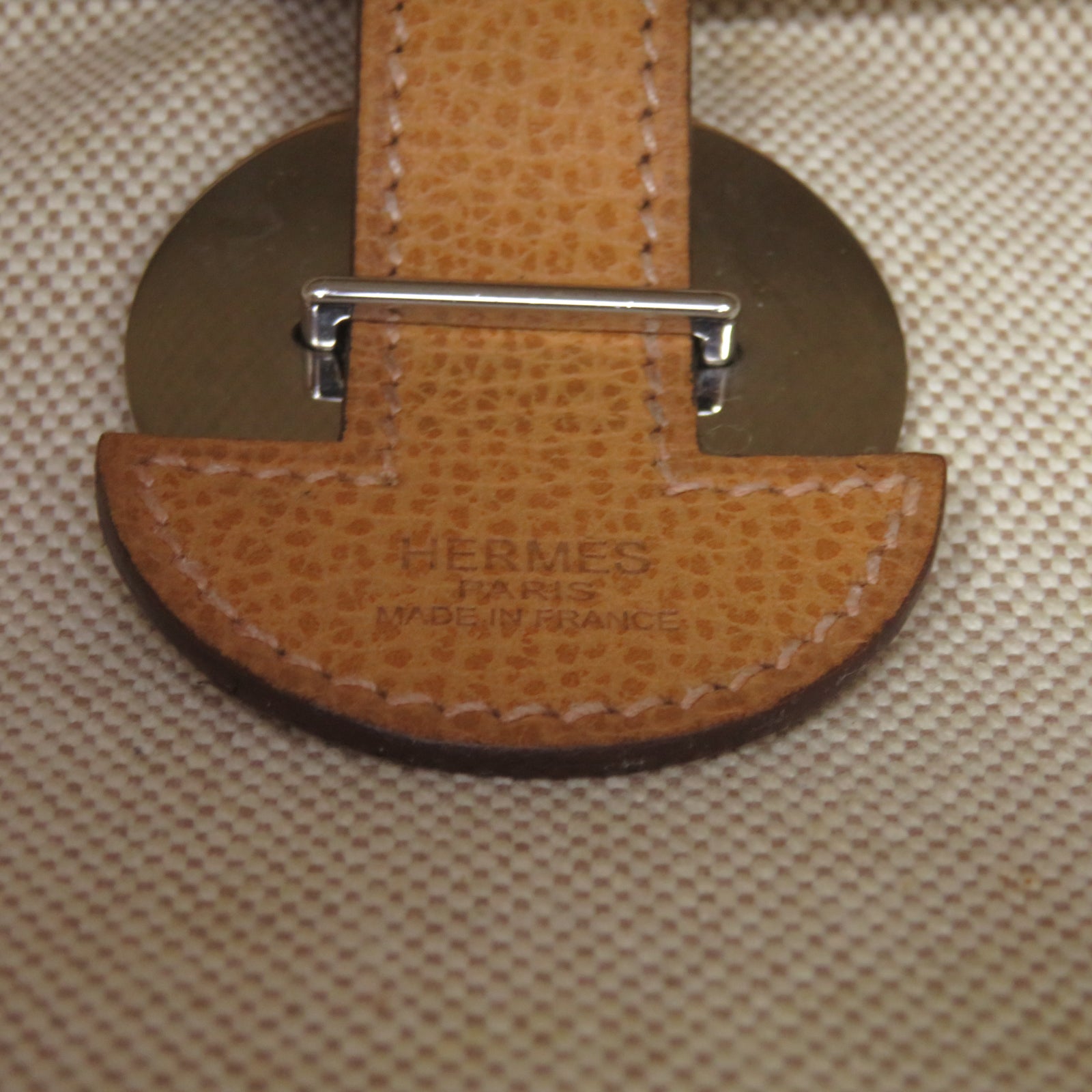 HERMES [Sharp Discount] Canvas/Cowhide Leather Colorado GM Silver Buckle Shoulder Bag Beige