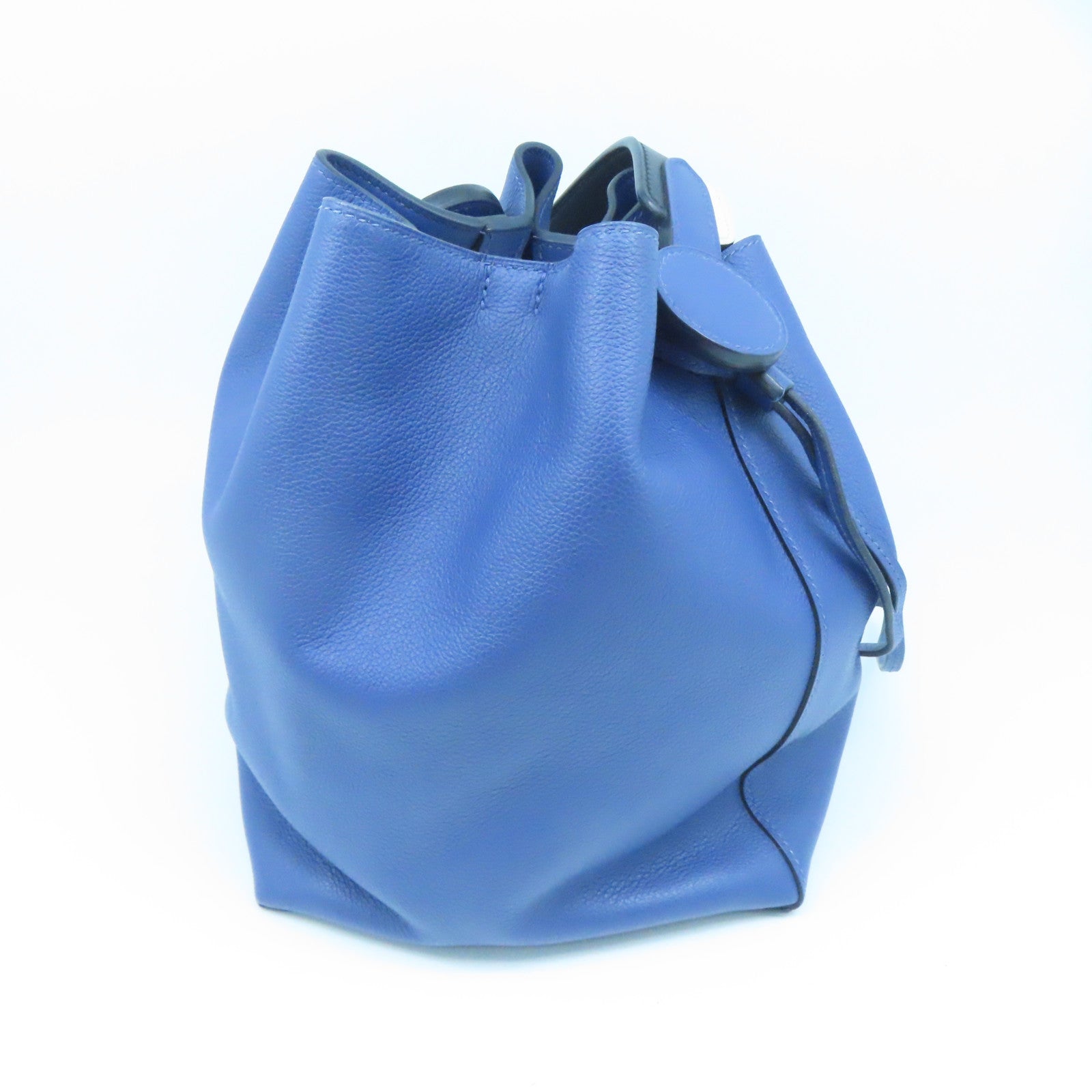 HERMES Evercolor皮革Licol 17银扣肩背袋Bleu Brighton蓝色