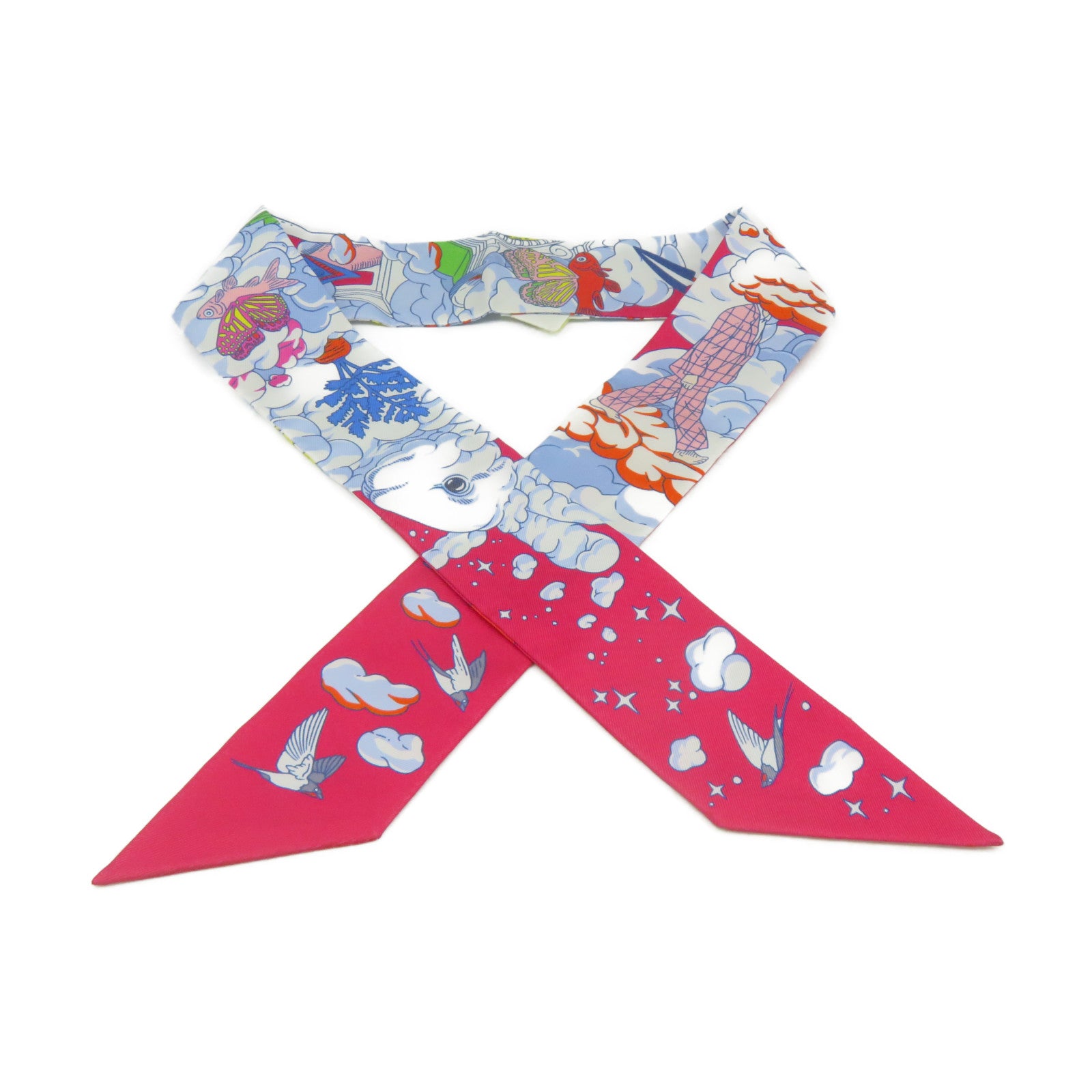 HERMES Silk Twilly Scarf Wine Red/Color