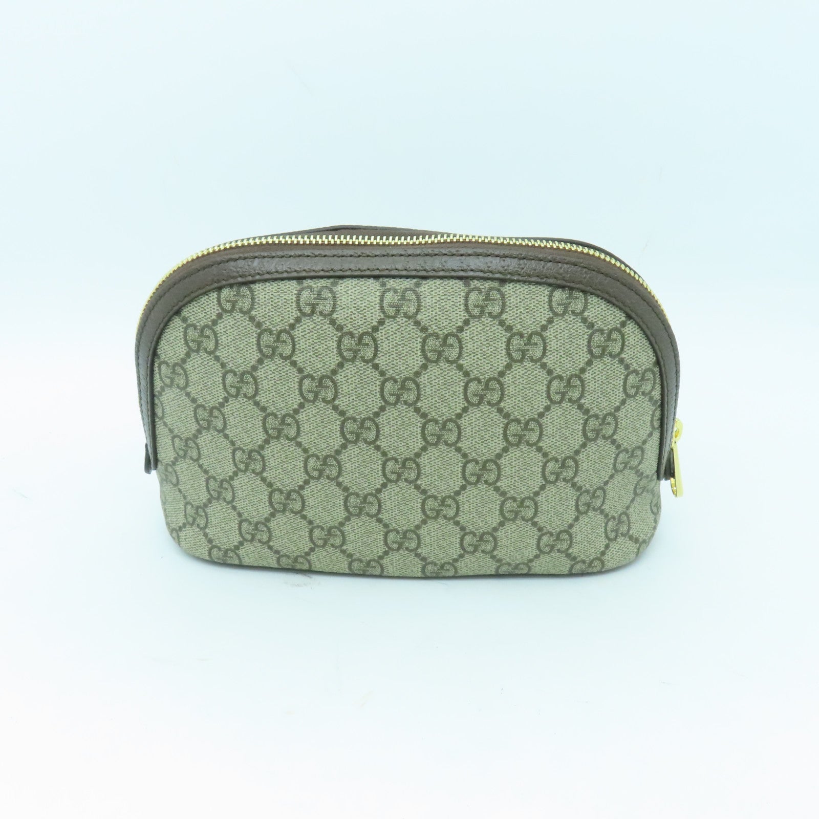 GUCCI 塗層帆布Ophidia GG金扣手拿包啡色
