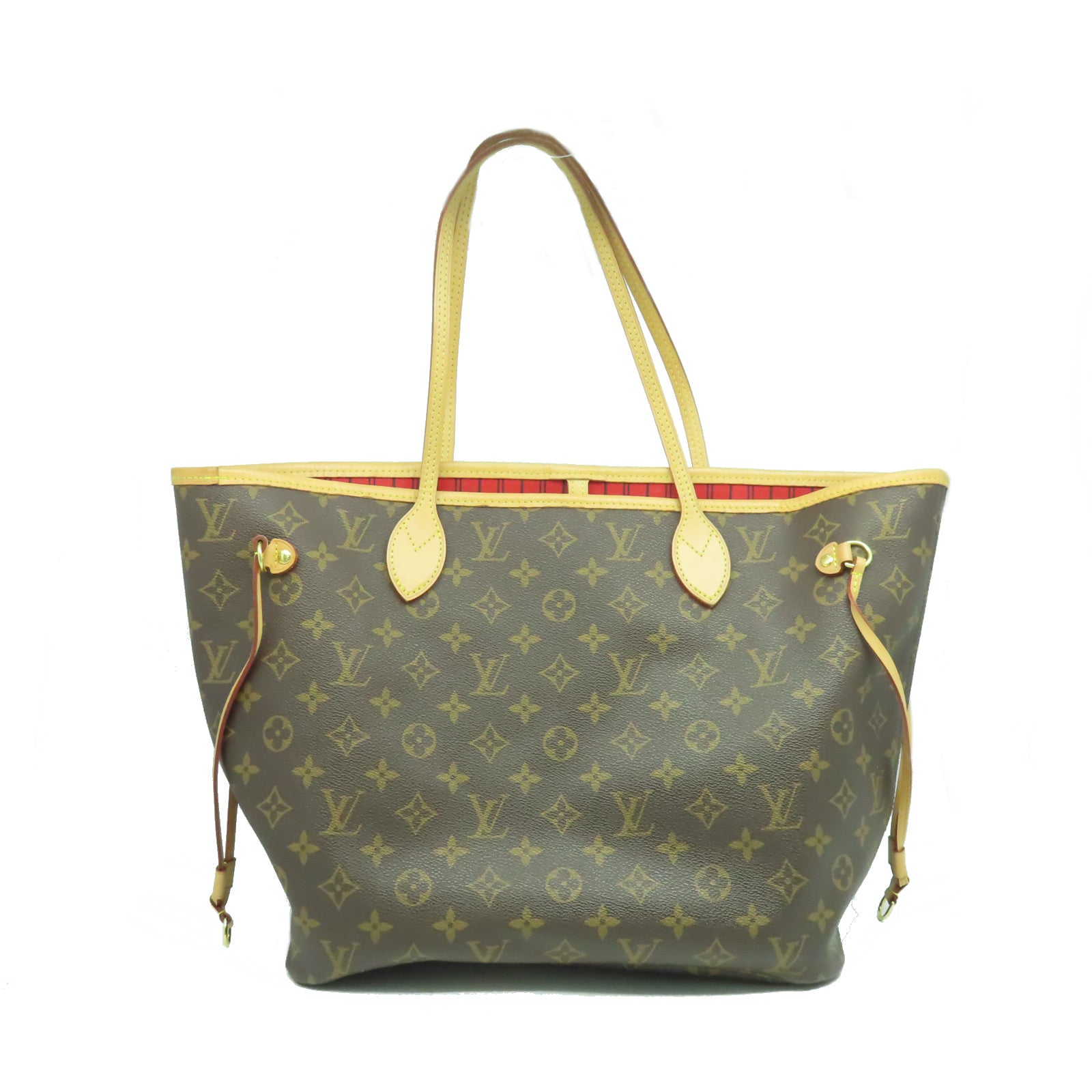LOUIS VUITTON Monogram Neverfull MM金扣肩背袋啡色