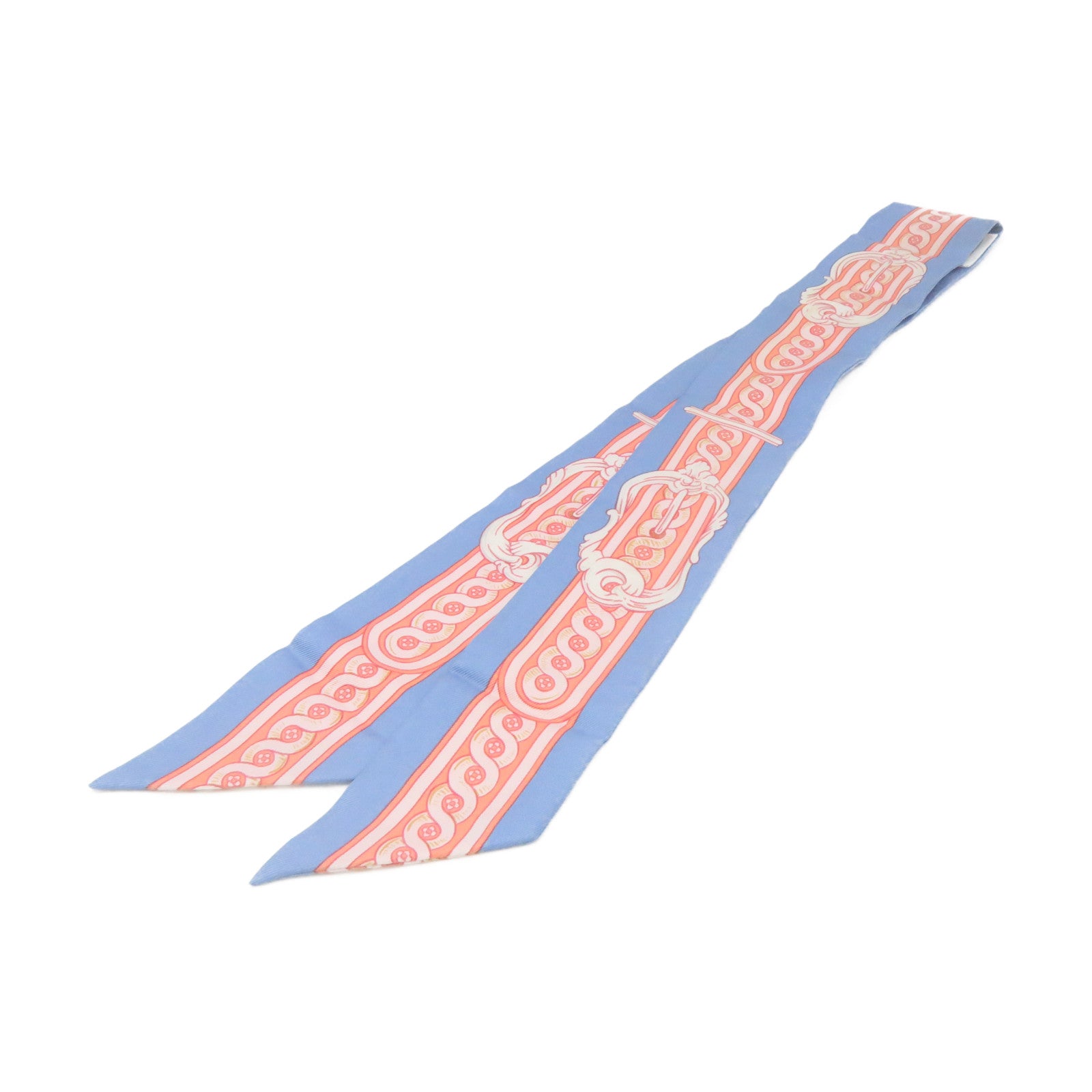 HERMES 丝质Twilly Scarf丝巾粉红色/蓝色