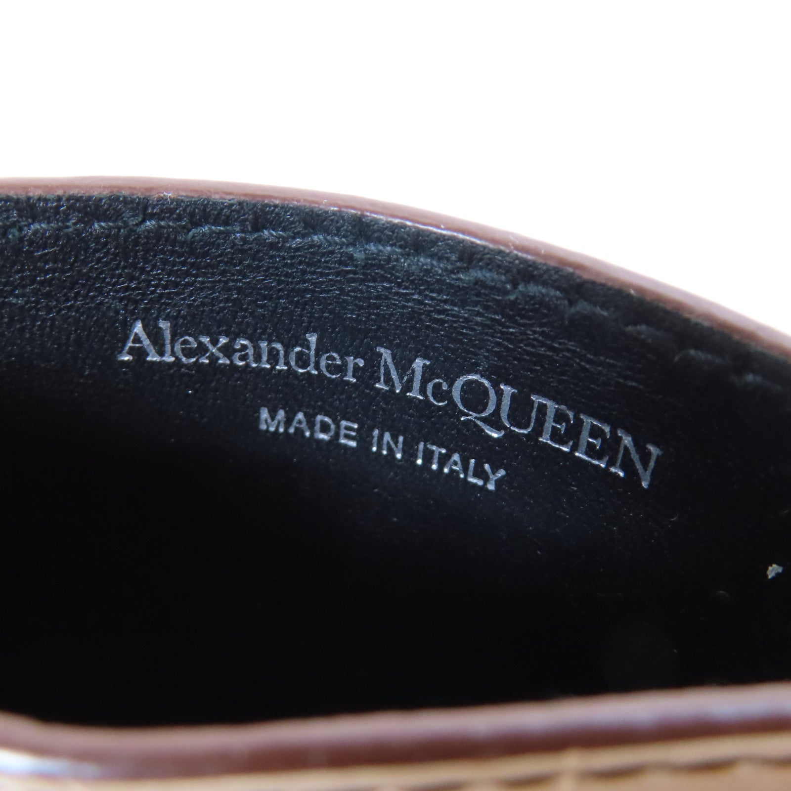 Alexander McQueen 牛皮皮革Card Case銀扣卡片套米色