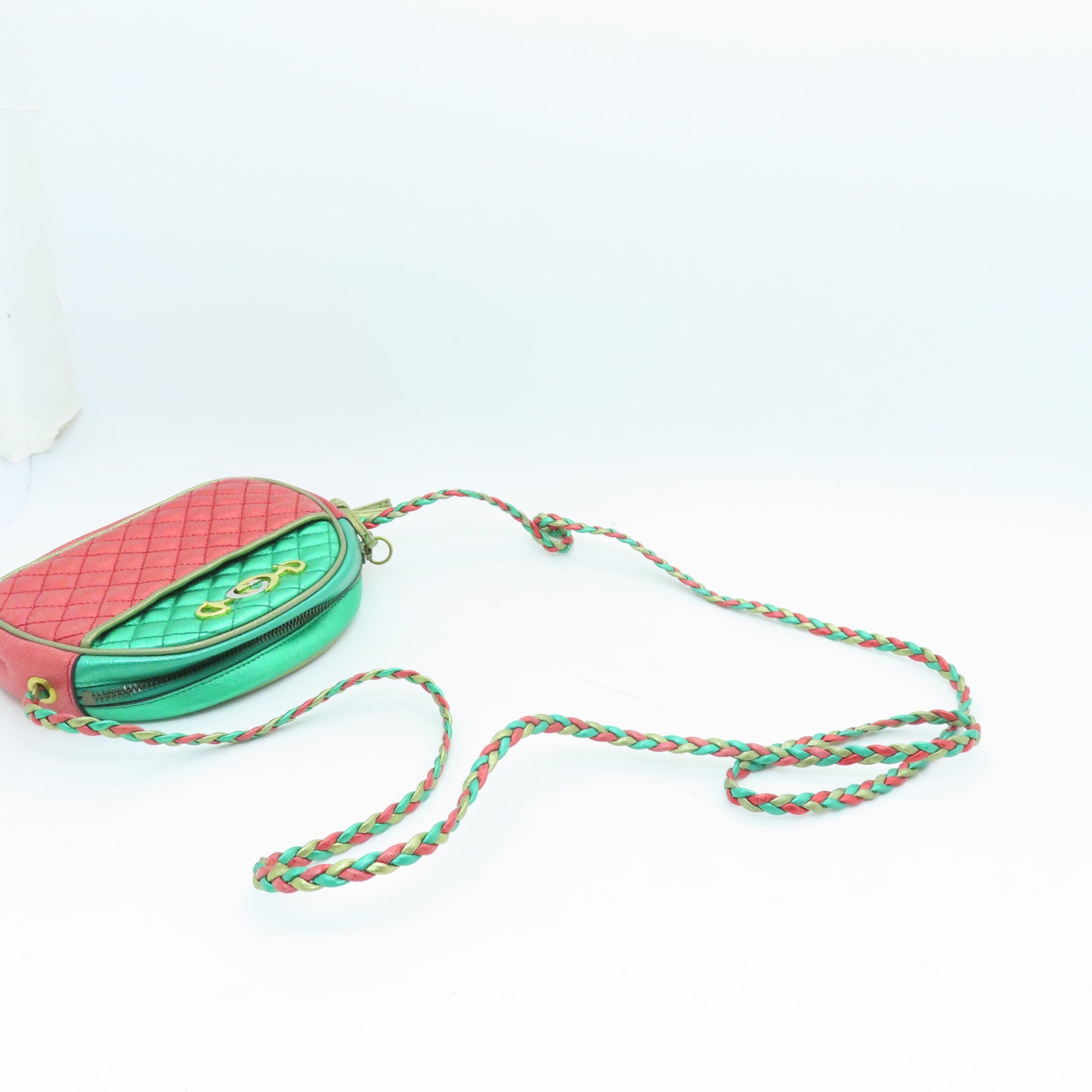 GUCCI Leather Zumi Horsebit Shoulder Bag Red/Green