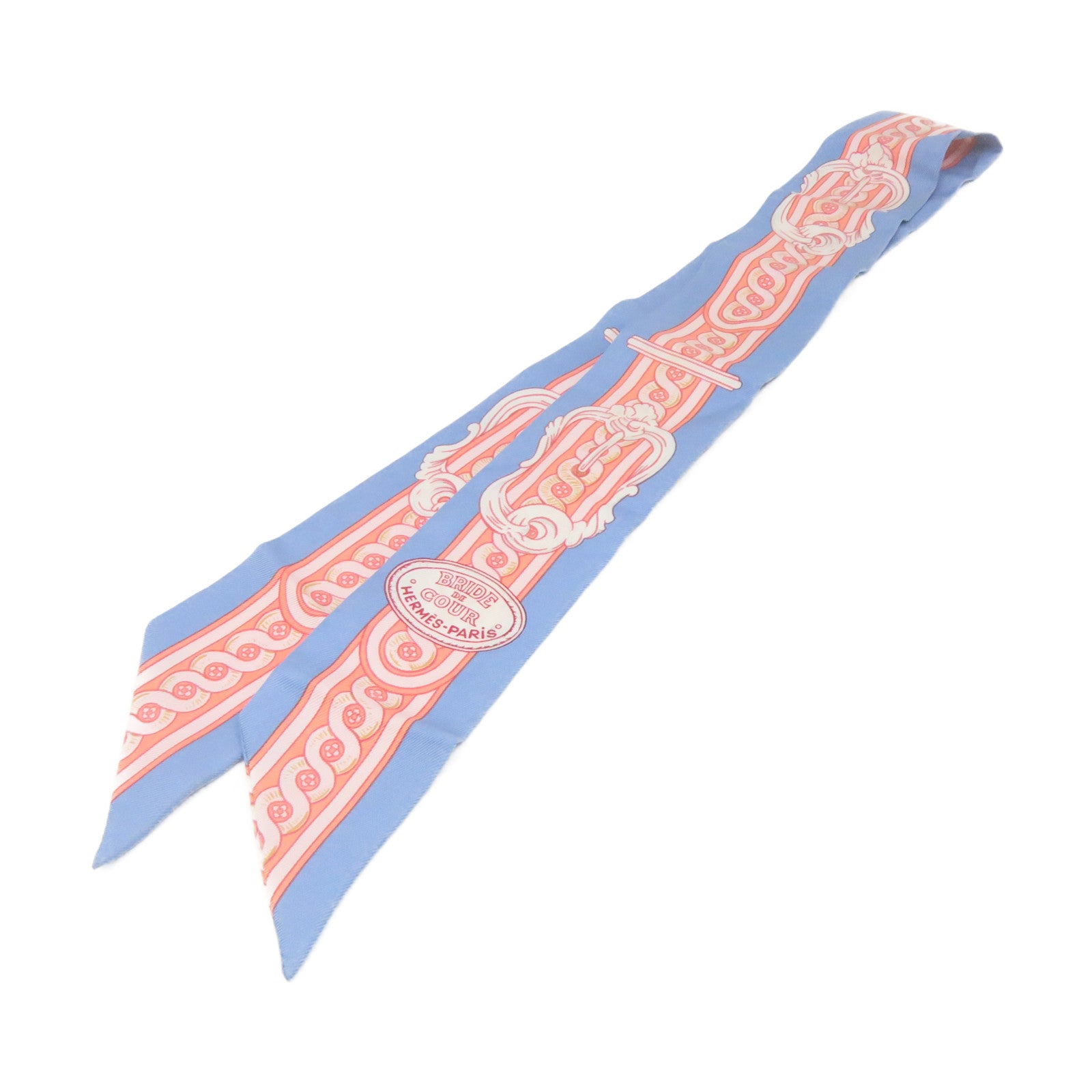 HERMES 丝质Twilly Scarf丝巾粉红色/蓝色