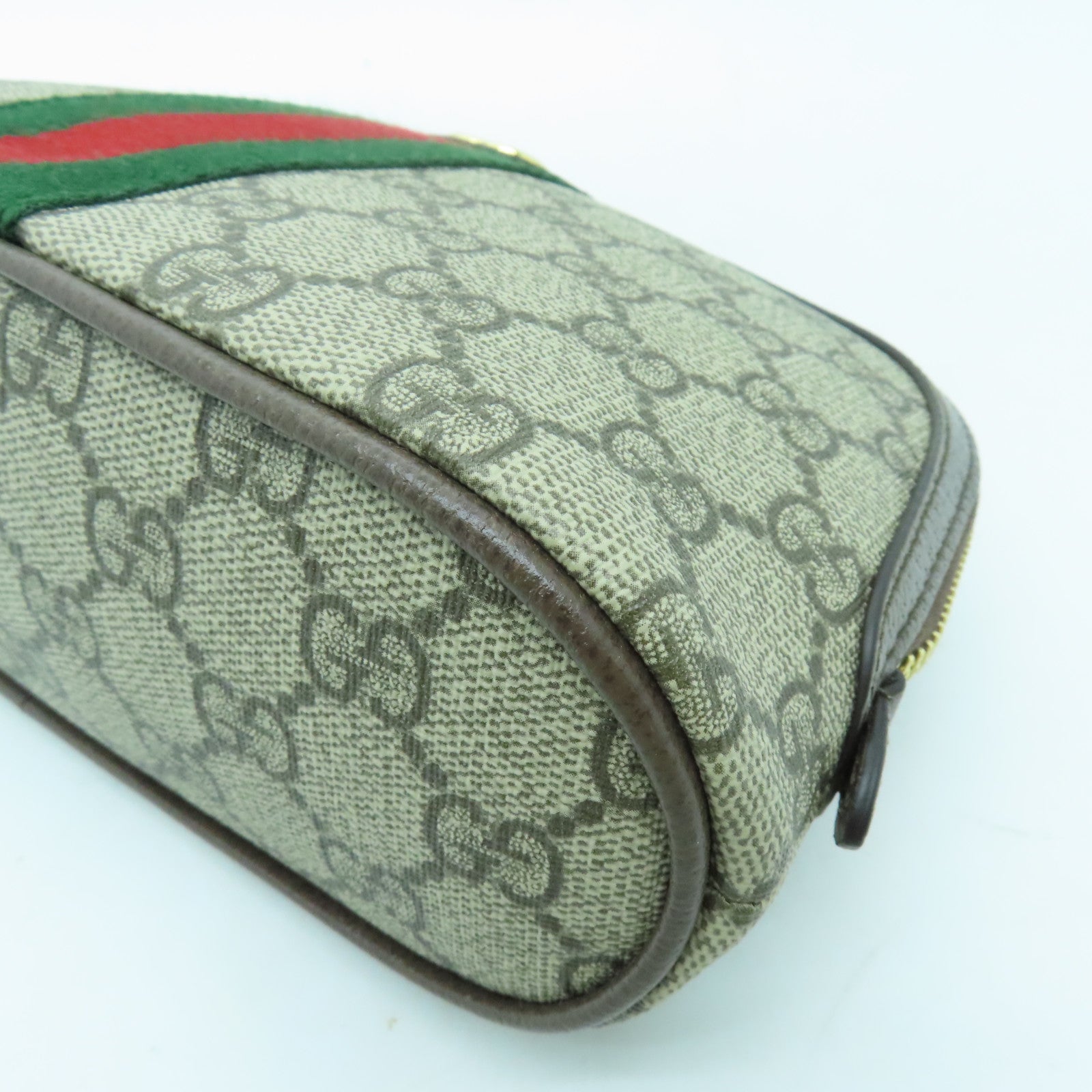 GUCCI 塗層帆布Ophidia GG金扣手拿包啡色