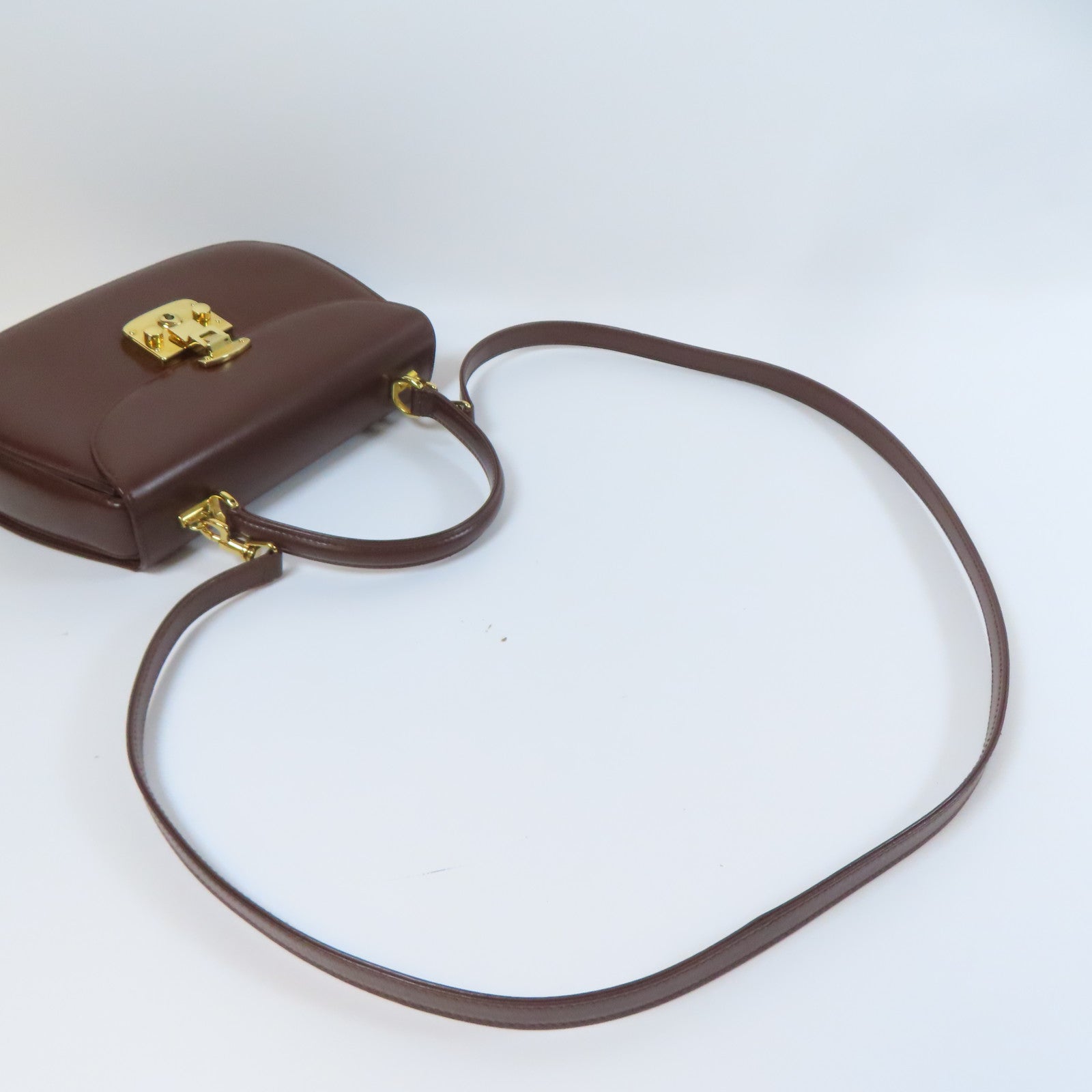 GUCCI 牛皮皮革2 Way Shoulder金扣手挽肩背兩用袋啡色