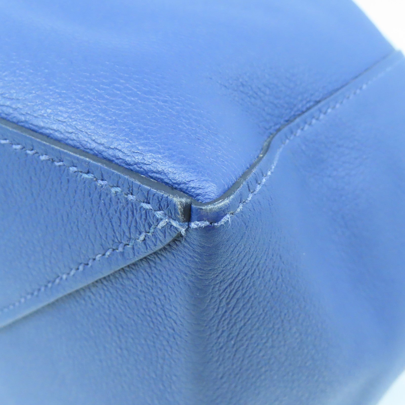 HERMES Evercolor皮革Licol 17银扣肩背袋Bleu Brighton蓝色