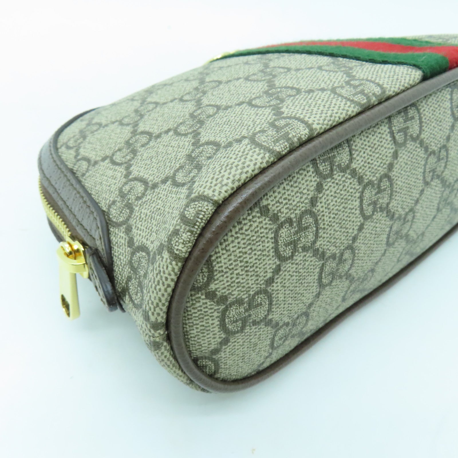 GUCCI 塗層帆布Ophidia GG金扣手拿包啡色