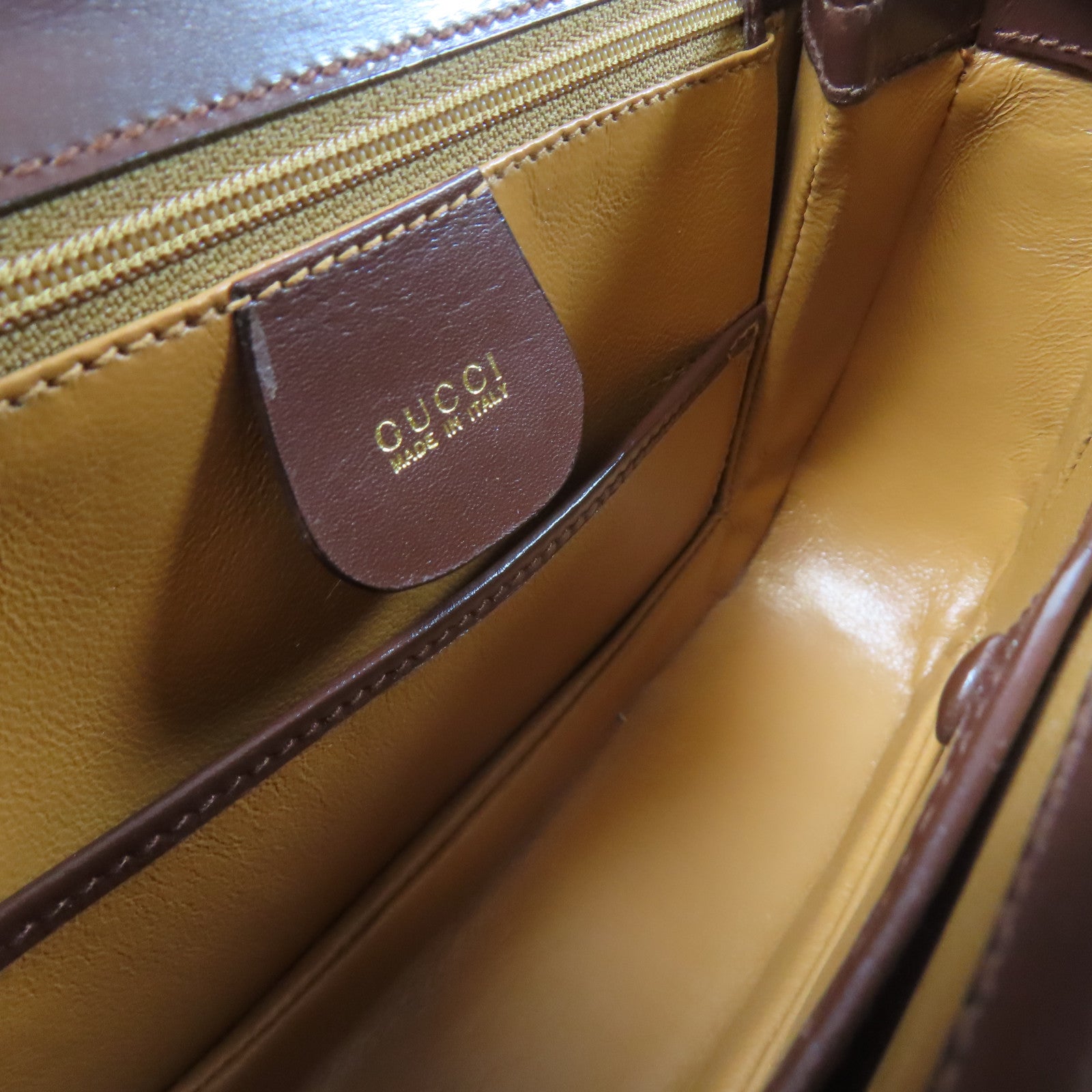 GUCCI 牛皮皮革2 Way Shoulder金扣手挽肩背兩用袋啡色