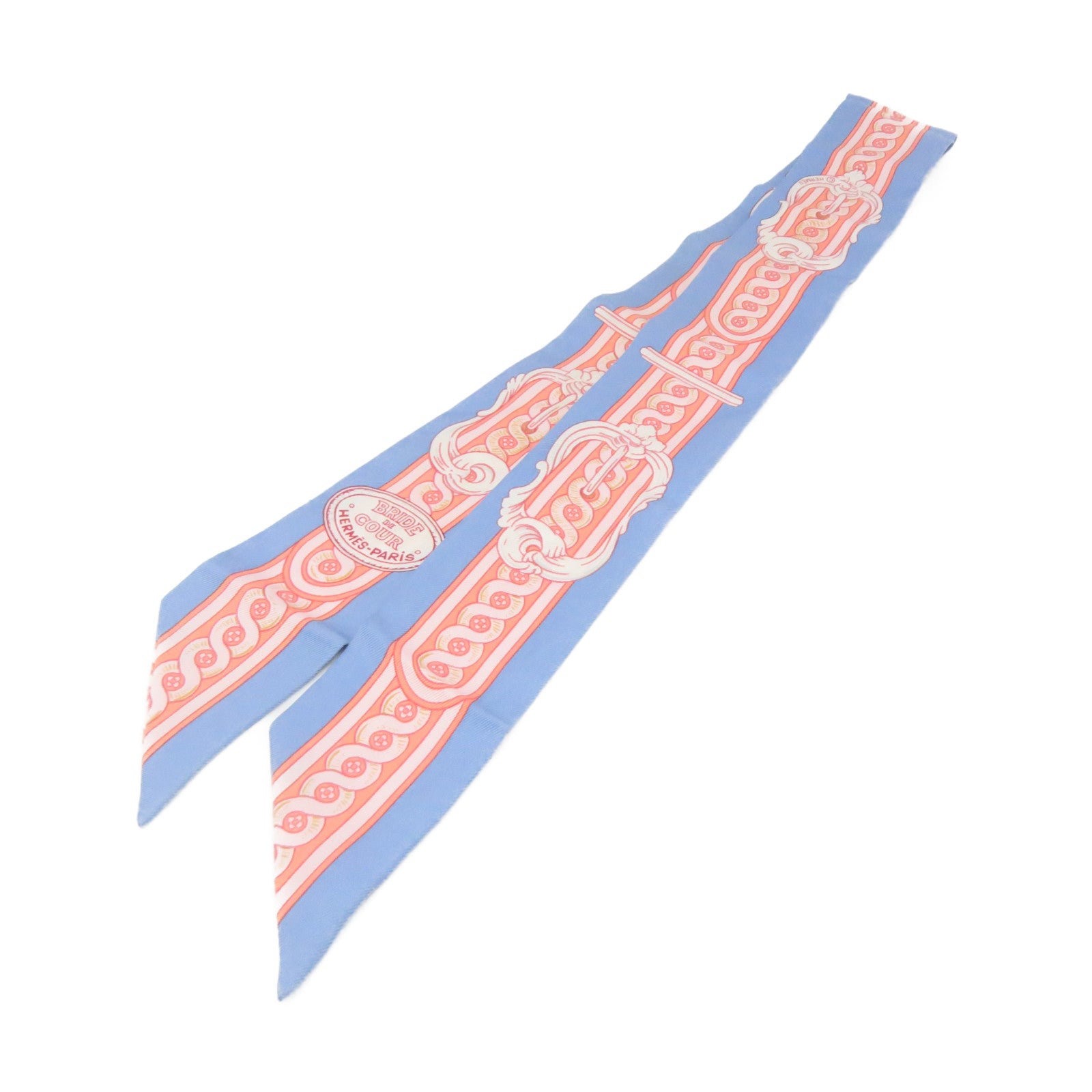 HERMES 丝质Twilly Scarf丝巾粉红色/蓝色