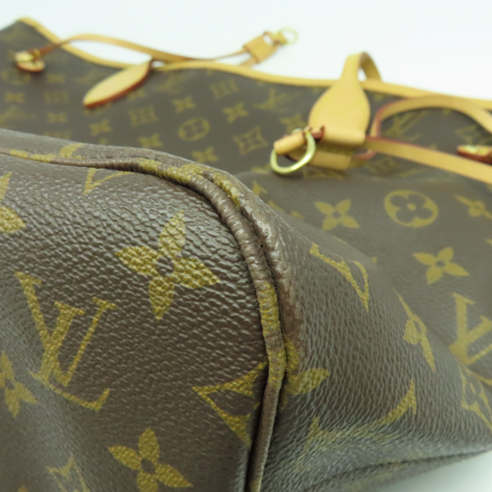 LOUIS VUITTON Monogram Neverfull MM金扣肩背袋啡色