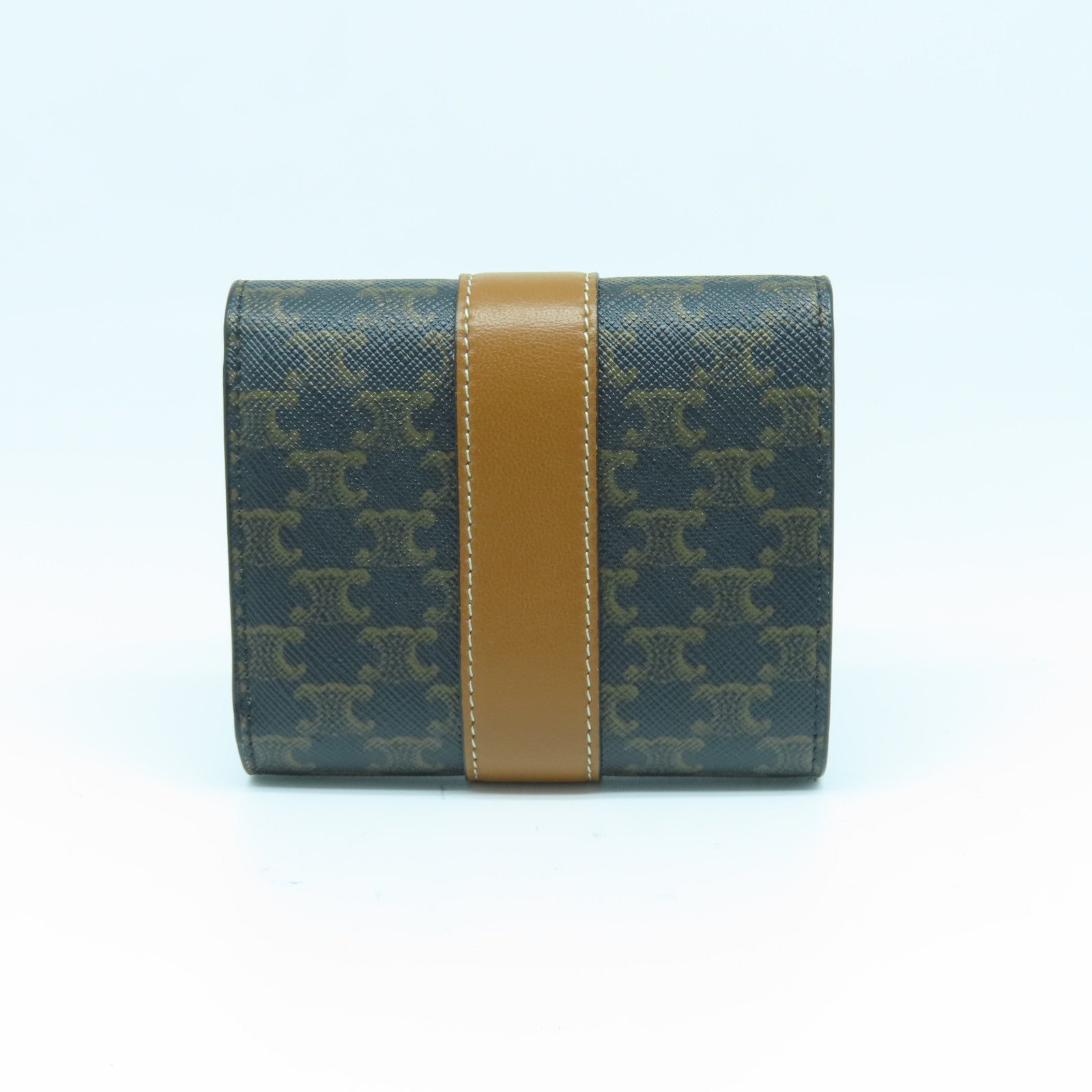 CELINE 牛皮皮革Wallet金扣钱包棕色