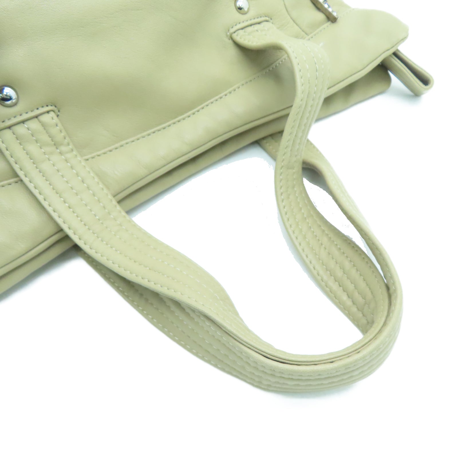 ANTEPRIMA 羊皮皮革Shoulder Bag银扣肩背袋米色