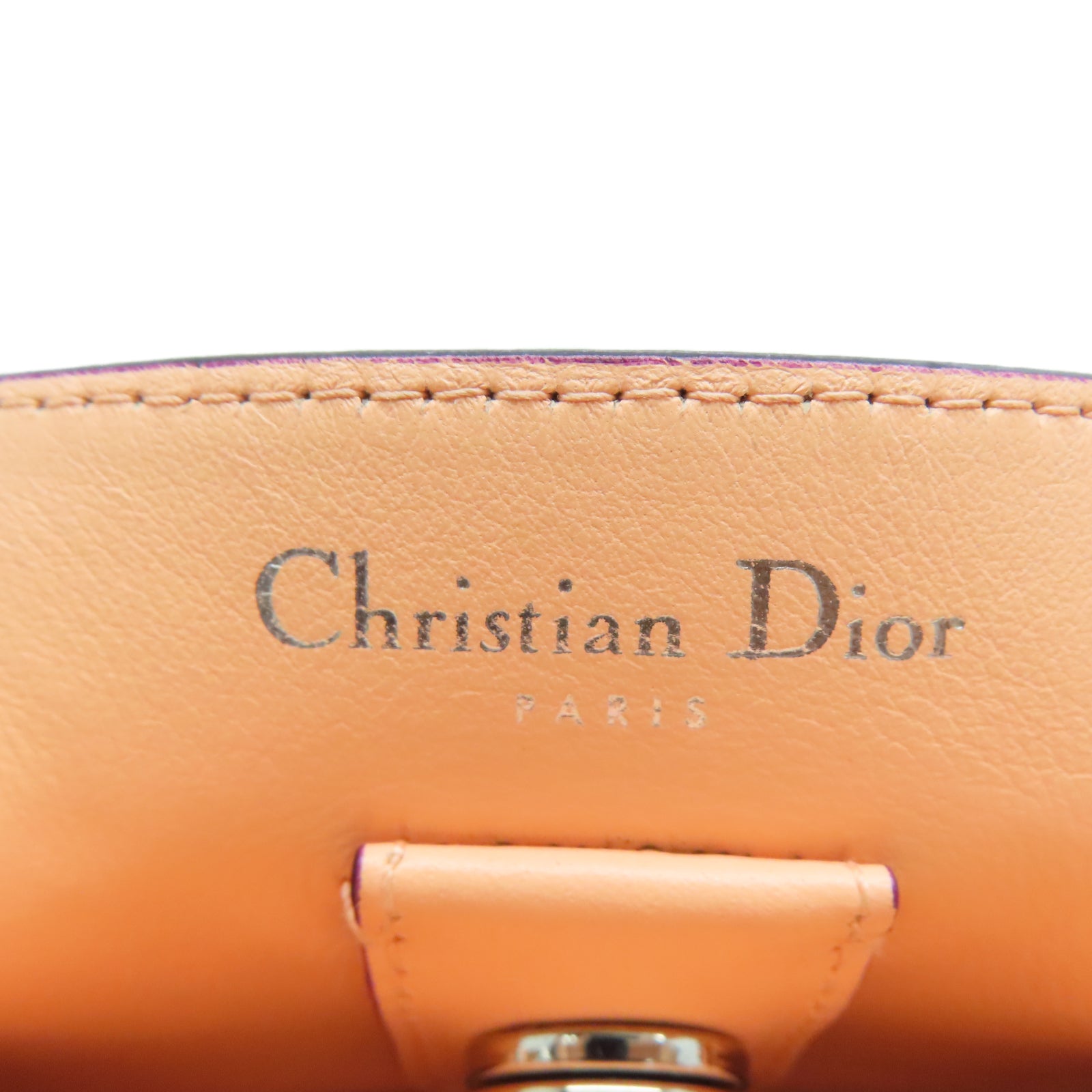 Dior 牛皮皮革Diorissimo银扣手挽肩背两用袋紫色