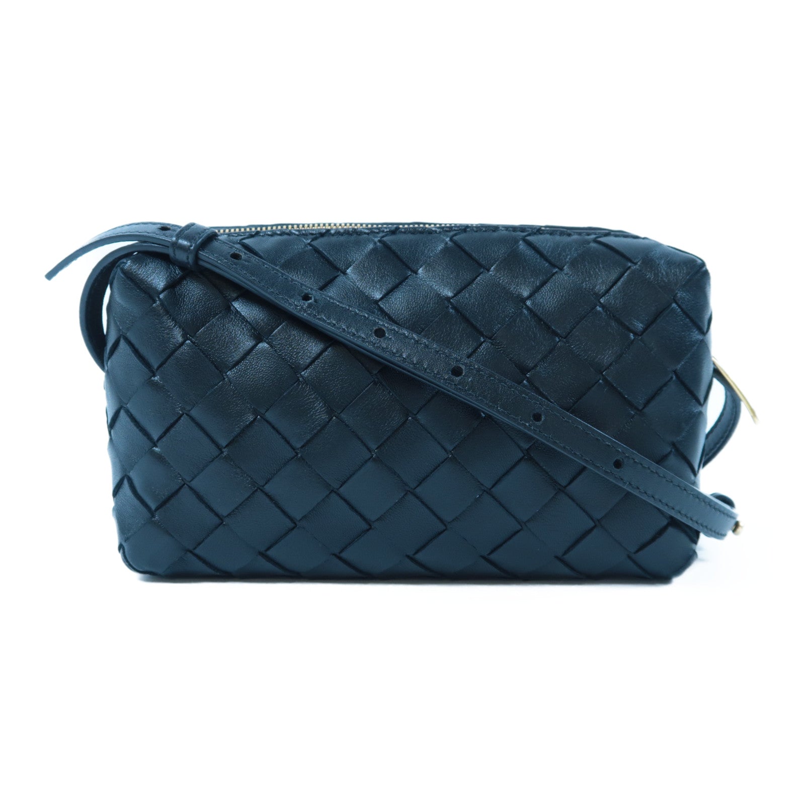 BOTTEGA VENETA 織紋牛皮皮革Shoulder Bag金扣肩背袋黑色