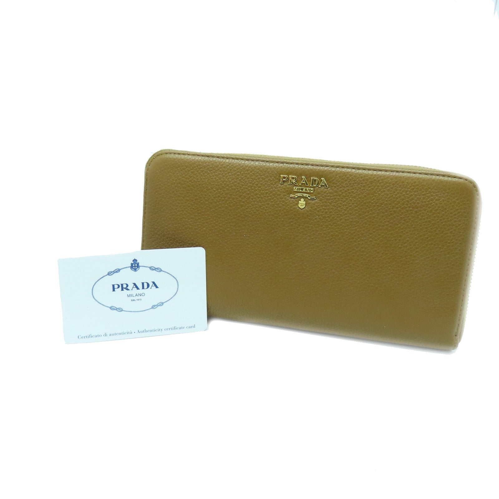 PRADA 牛皮皮革Long Wallet金扣長錢包啡色
