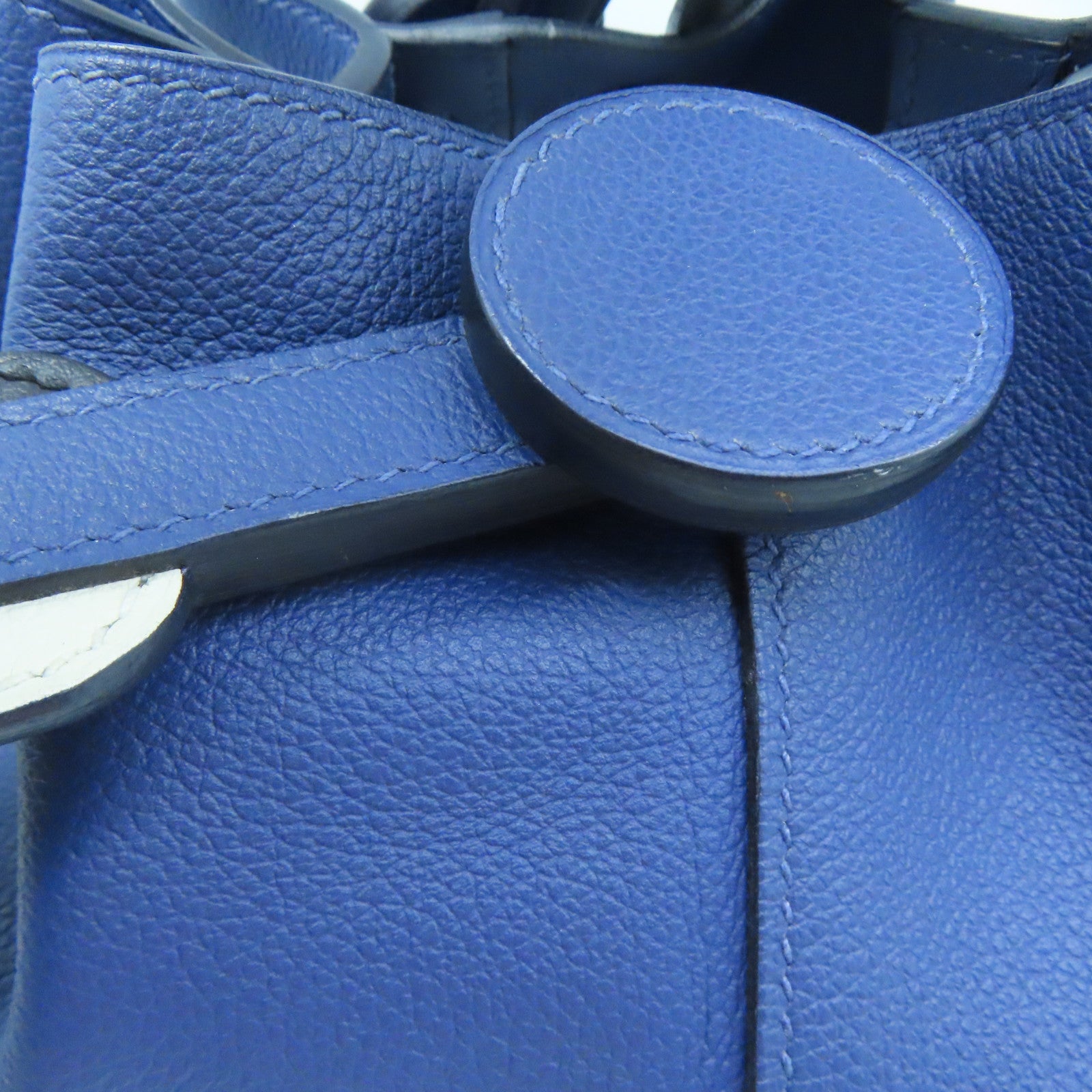 HERMES Evercolor皮革Licol 17银扣肩背袋Bleu Brighton蓝色
