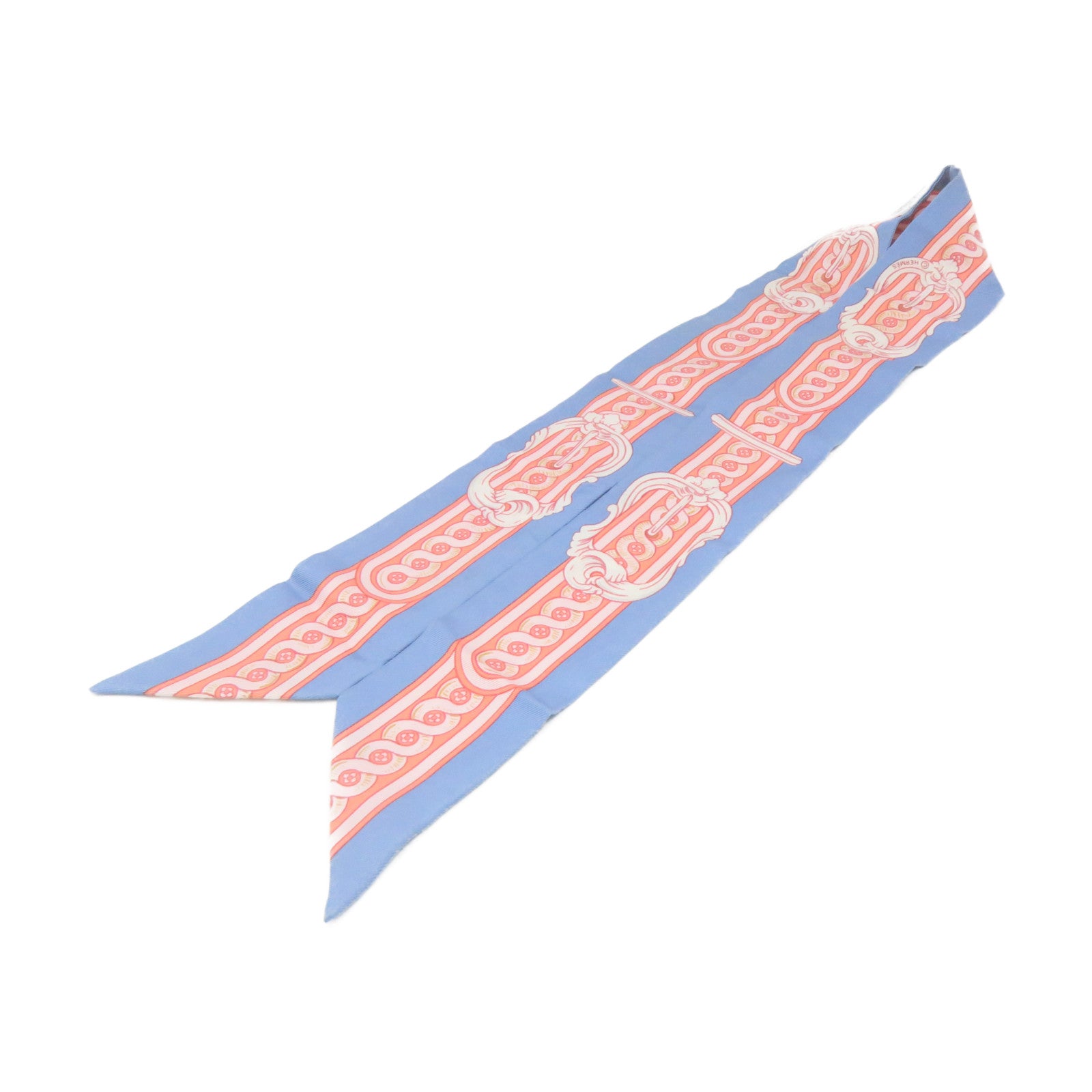 HERMES 丝质Twilly Scarf丝巾粉红色/蓝色